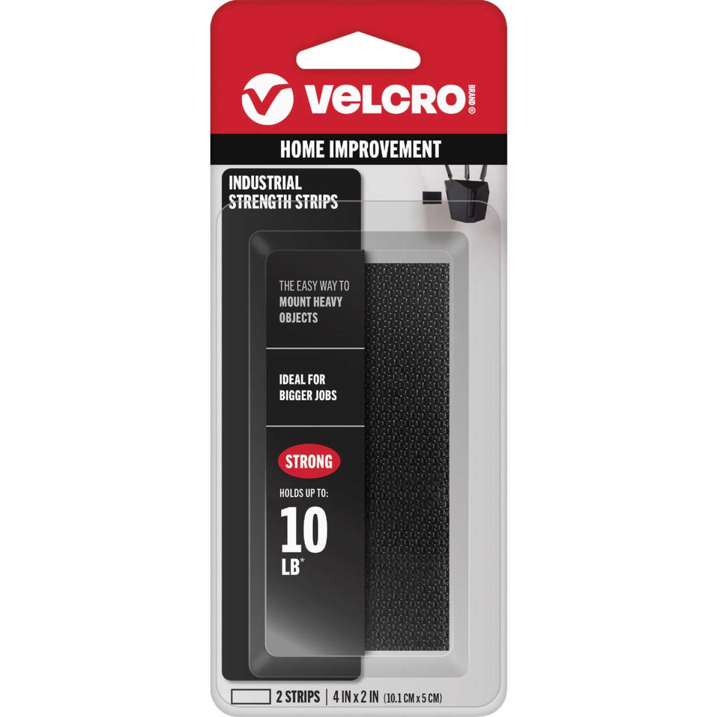 VELCRO Brand 2 In. x 4 In. Black Industrial Strength Hook & Loop Strip (2 Ct.) Image 1