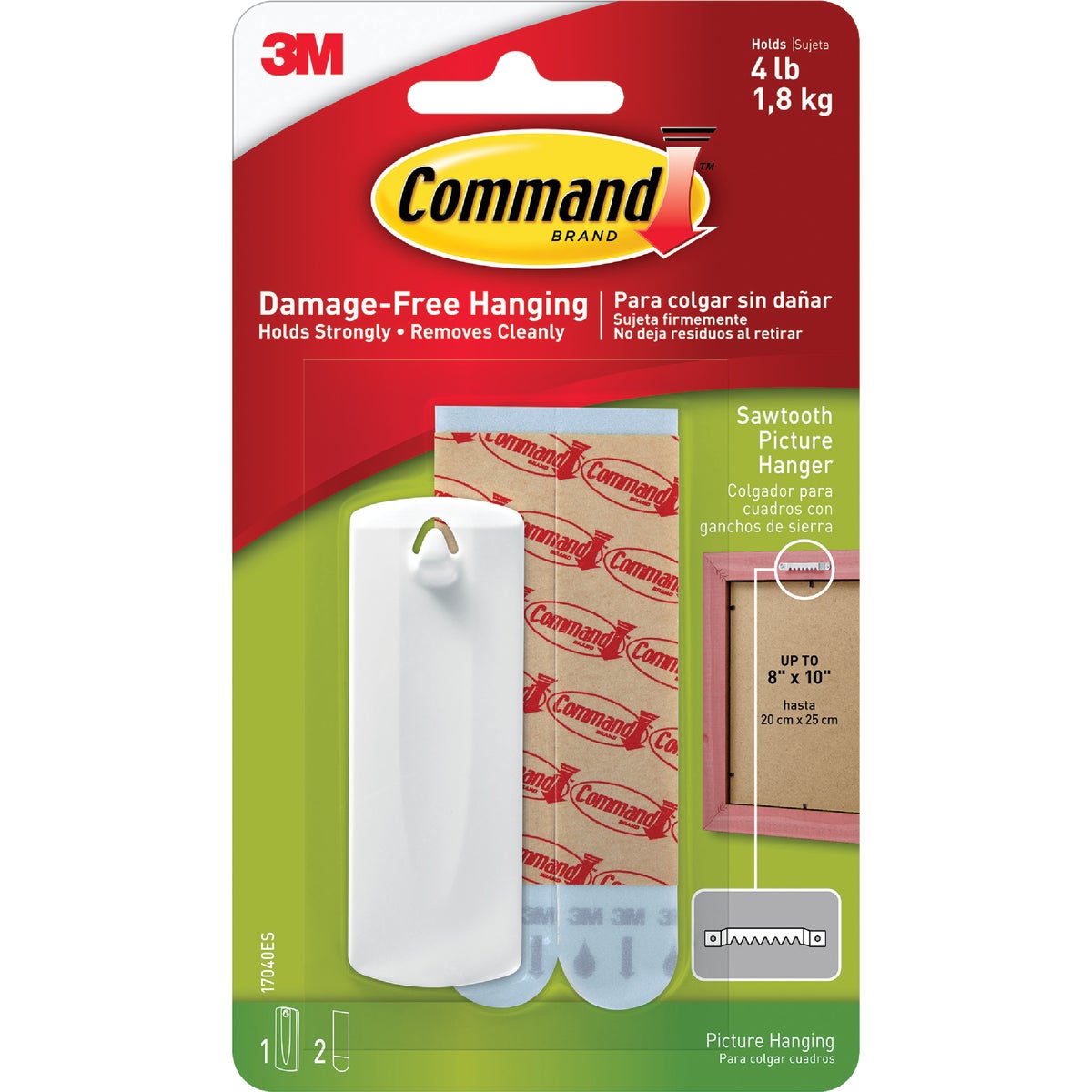 Command Sawtooth Picture Hanger, White, 1 Hanger, 2 Strips Image 2