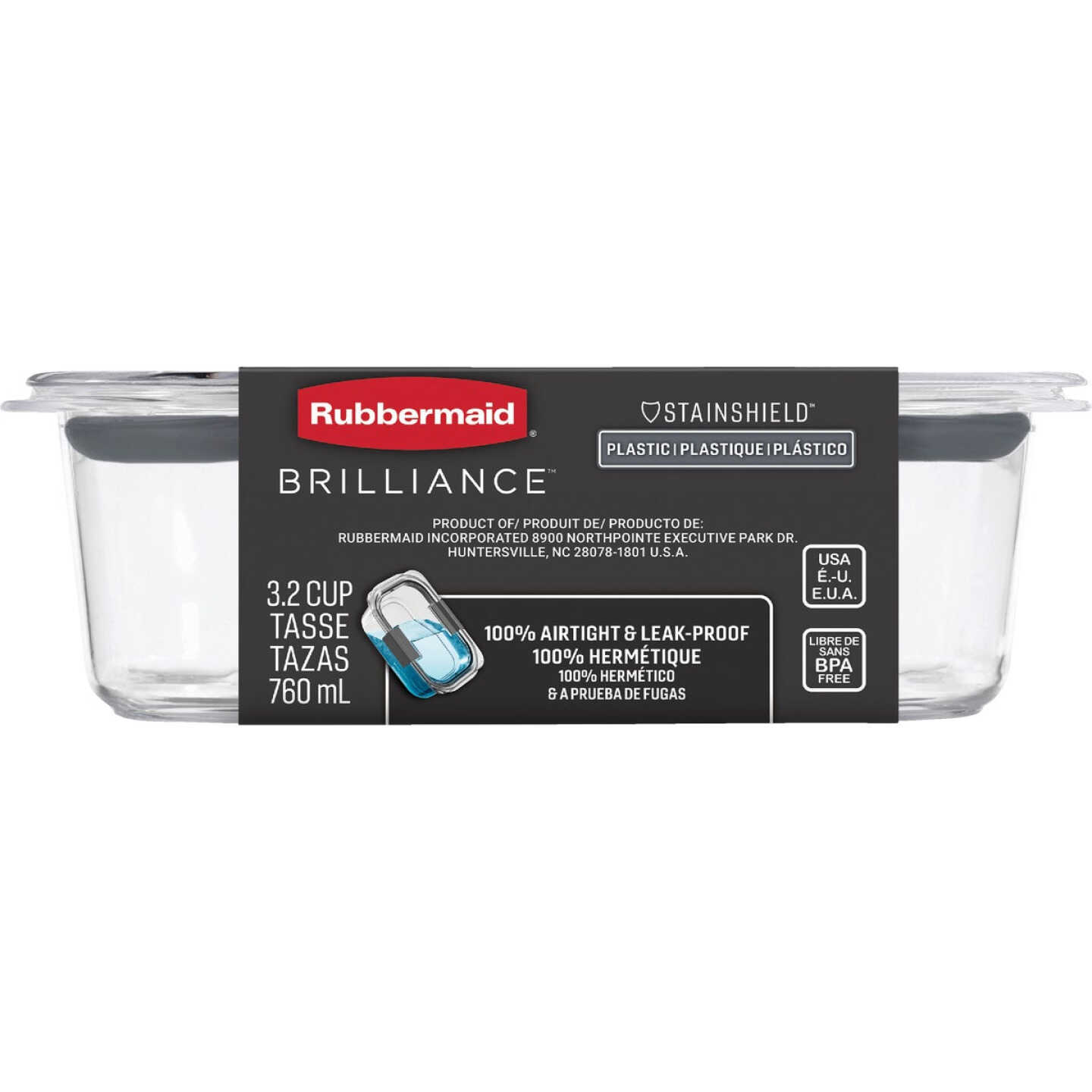 Rubbermaid Brilliance 3.2 C. Clear Rectangle Food Storage Container Image 1
