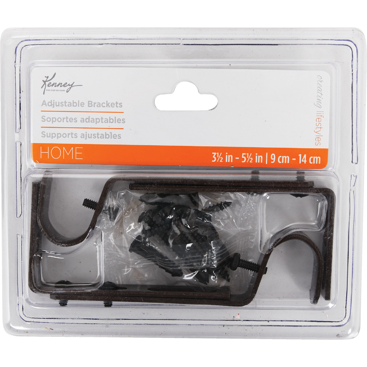 Kenney Adjustable Single Mocha Curtain Rod Bracket (2-Pack) Image 2