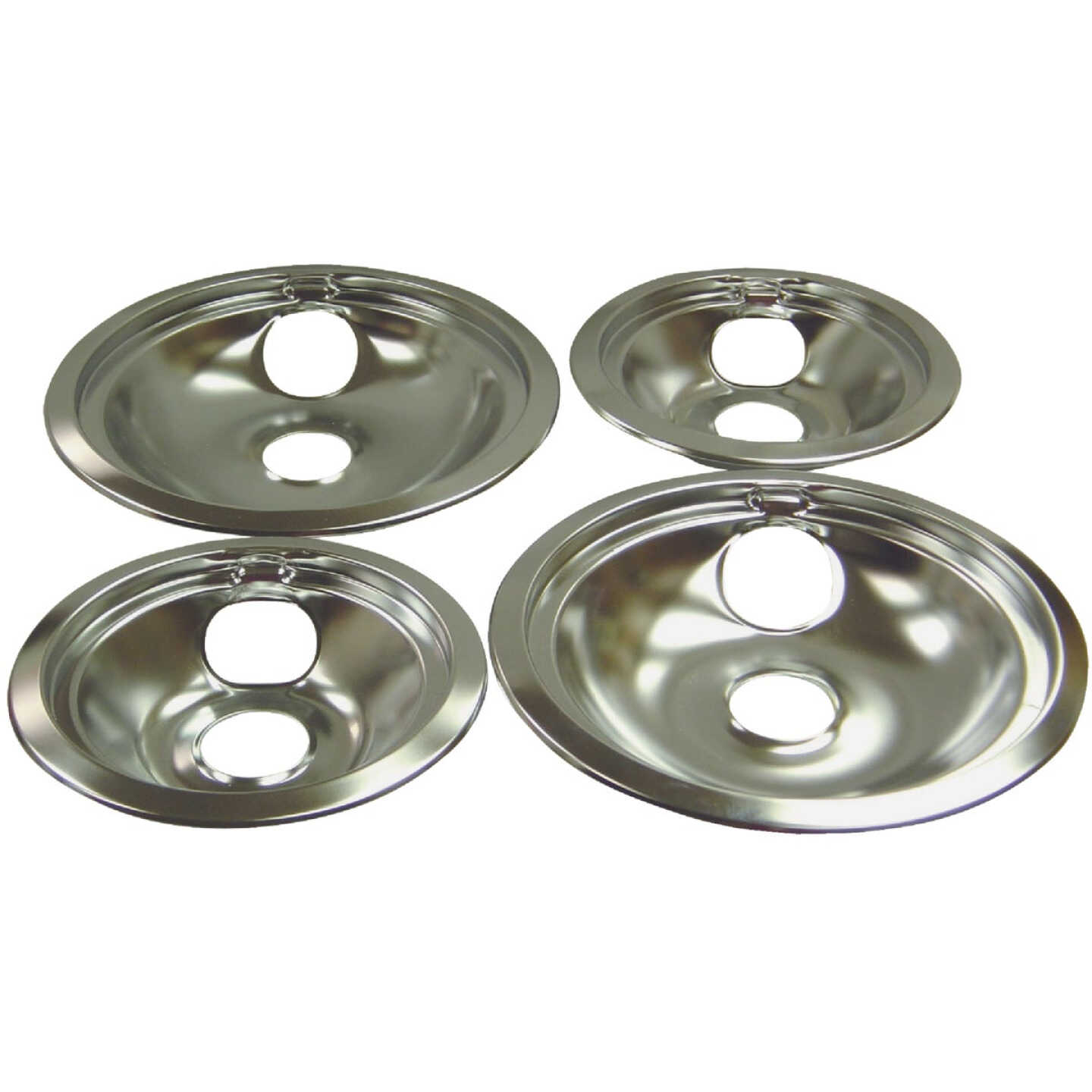 Range Kleen Electric (2) 6" & (2) 8" Style B Round Chrome Drip Pan Image 1