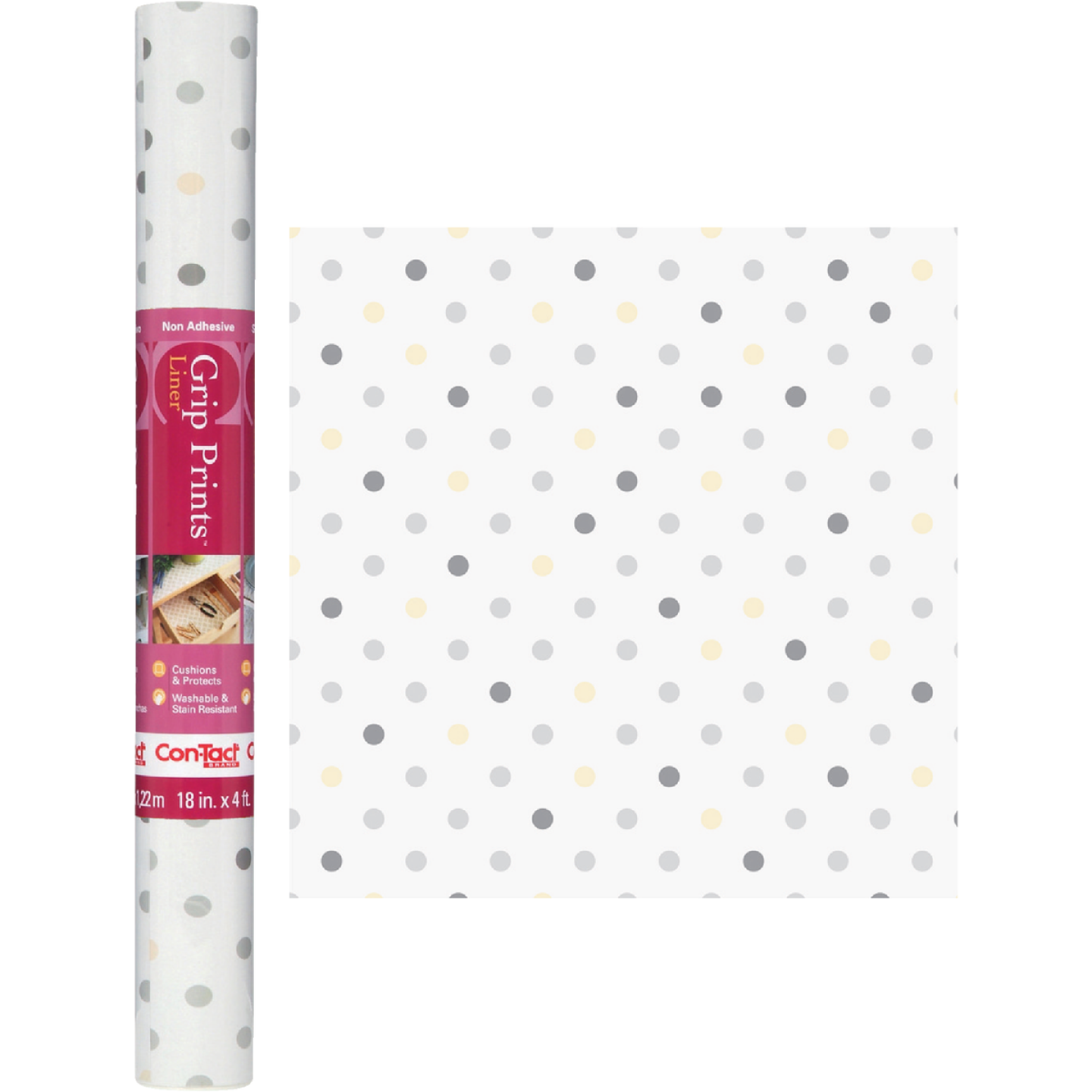 Con-Tact Grip Print 18 In. x 4 Ft. Dottie Gray Non-Adhesive Shelf Liner Image 1
