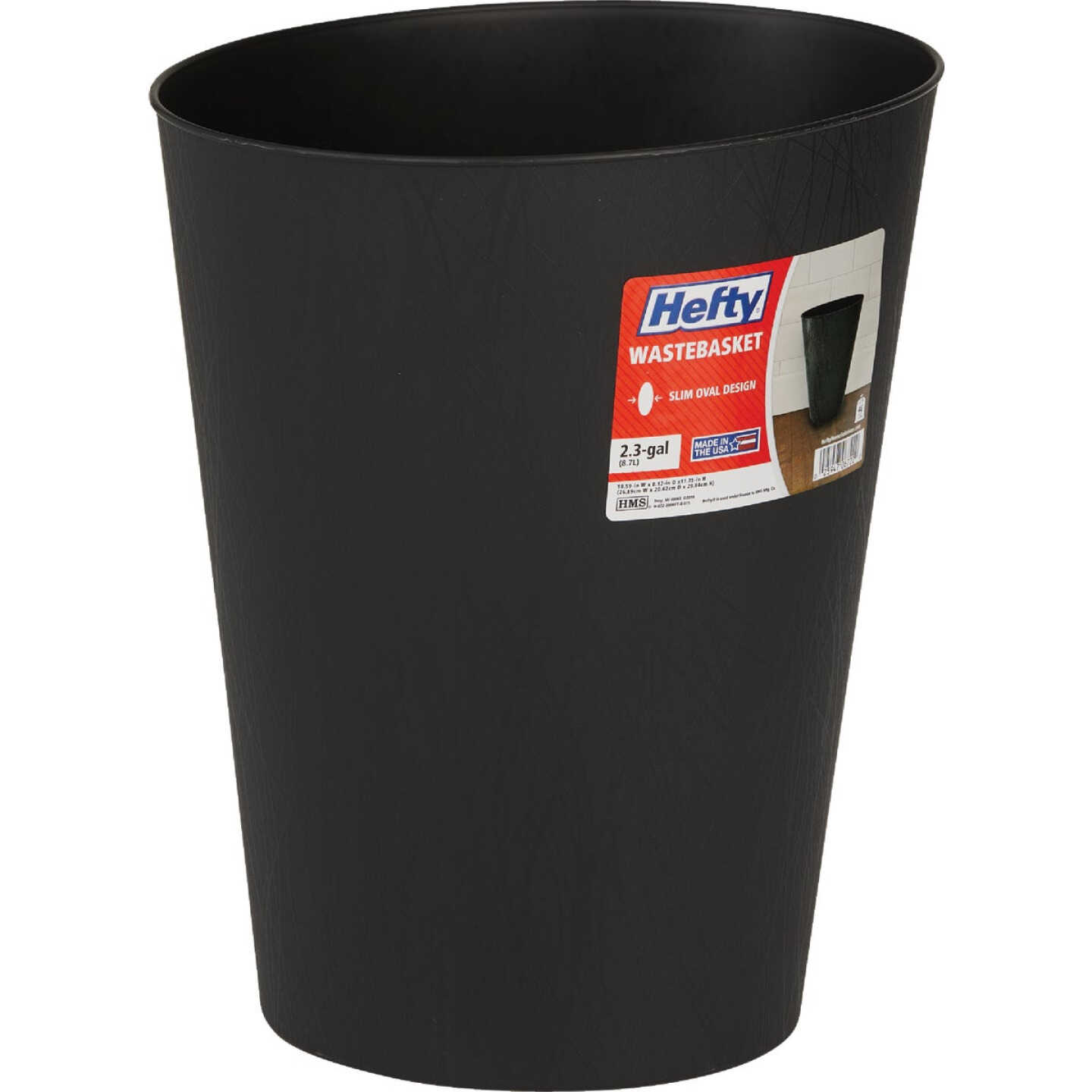 Hefty 2.3 Gal. Black Wastebasket Image 1