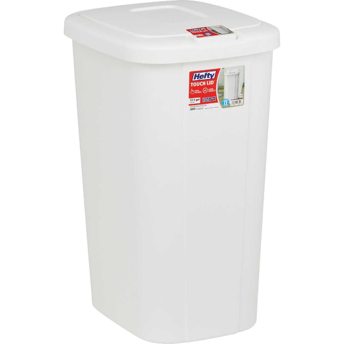 Hefty 13 Gal. White Wastebasket with Lid Image 1