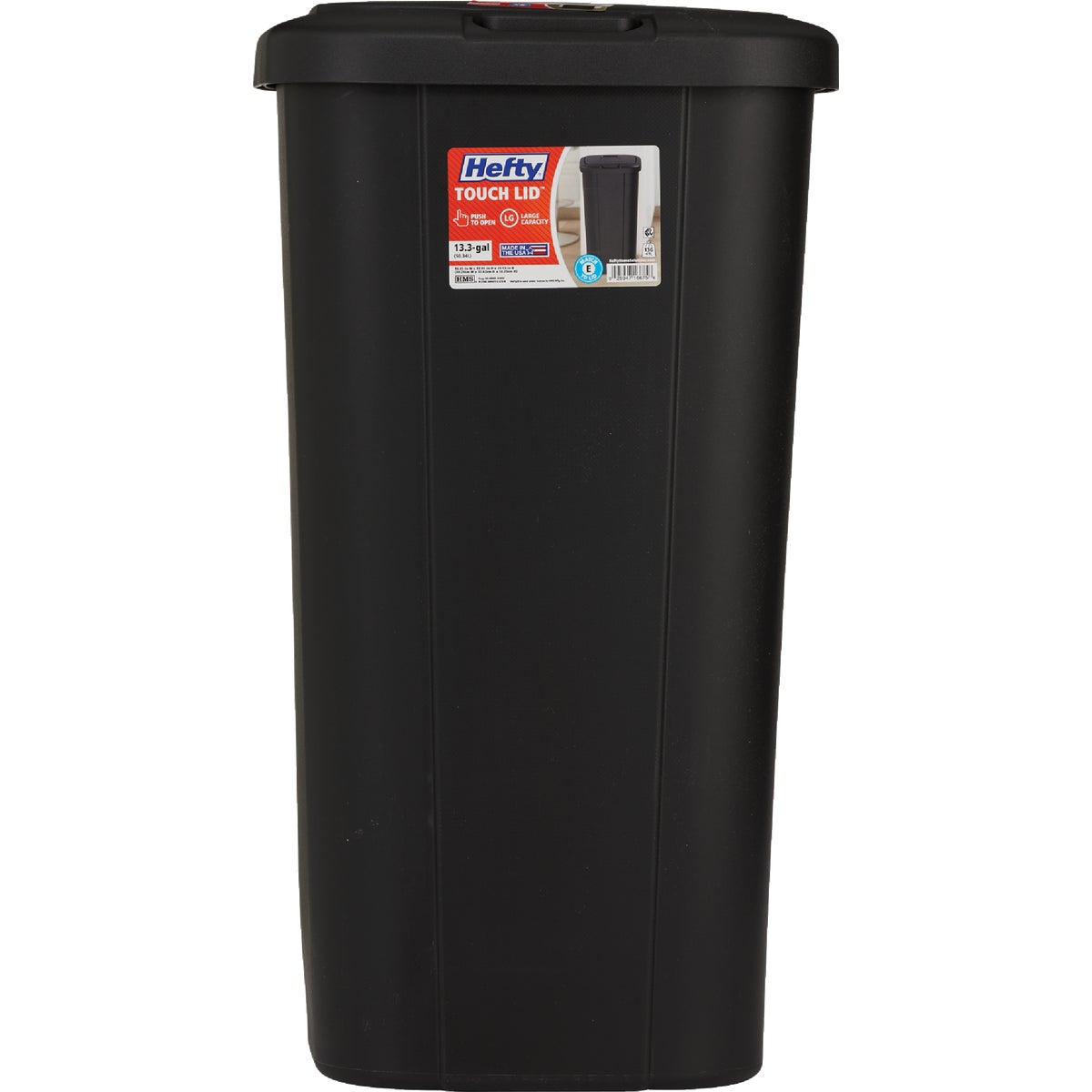 Hefty 13 Gal. Black Wastebasket with Lid Image 2