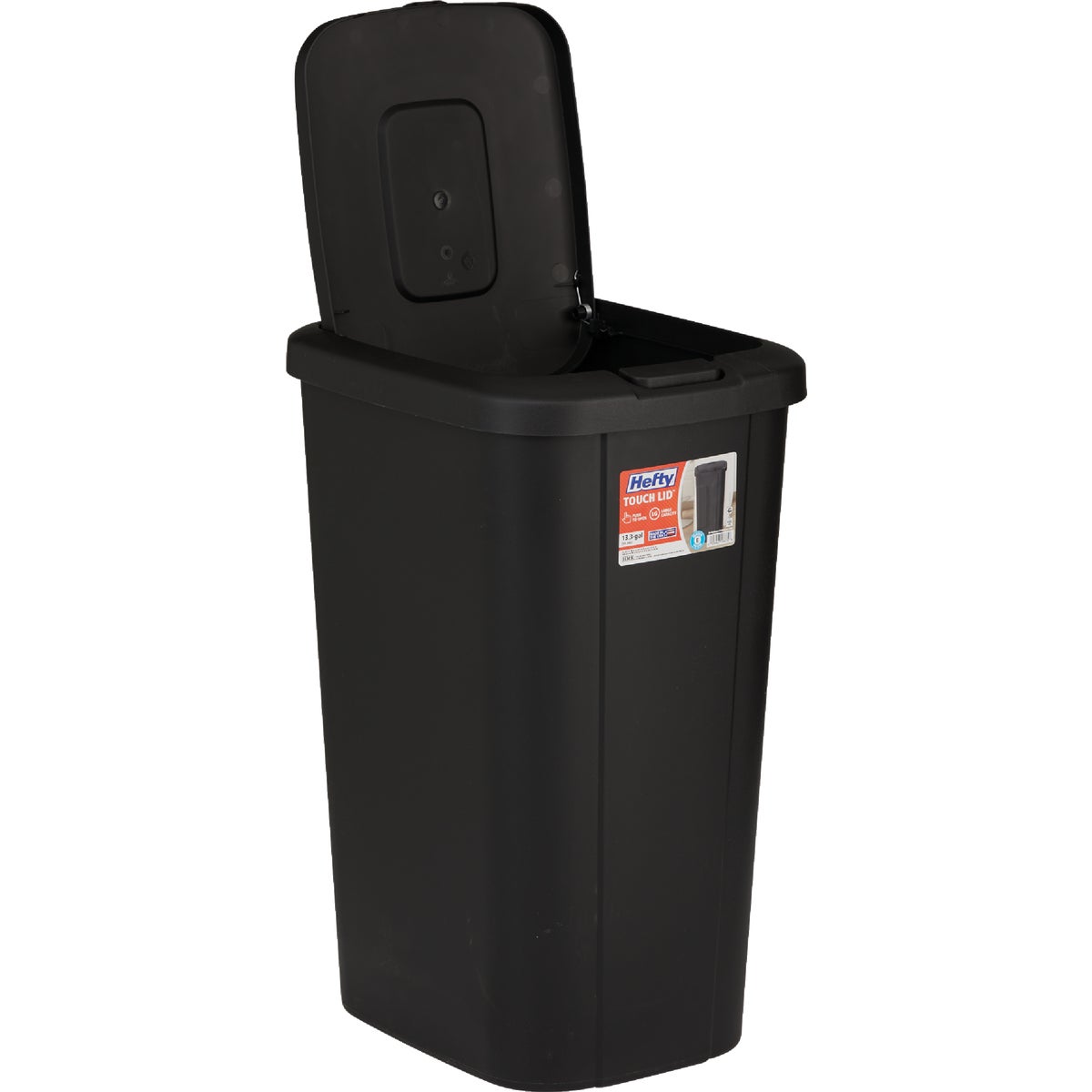 Hefty 13 Gal. Black Wastebasket with Lid Image 3