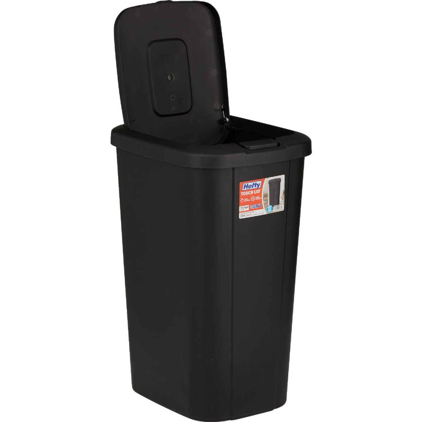 Hefty 13 Gal. Black Wastebasket with Lid Image 3