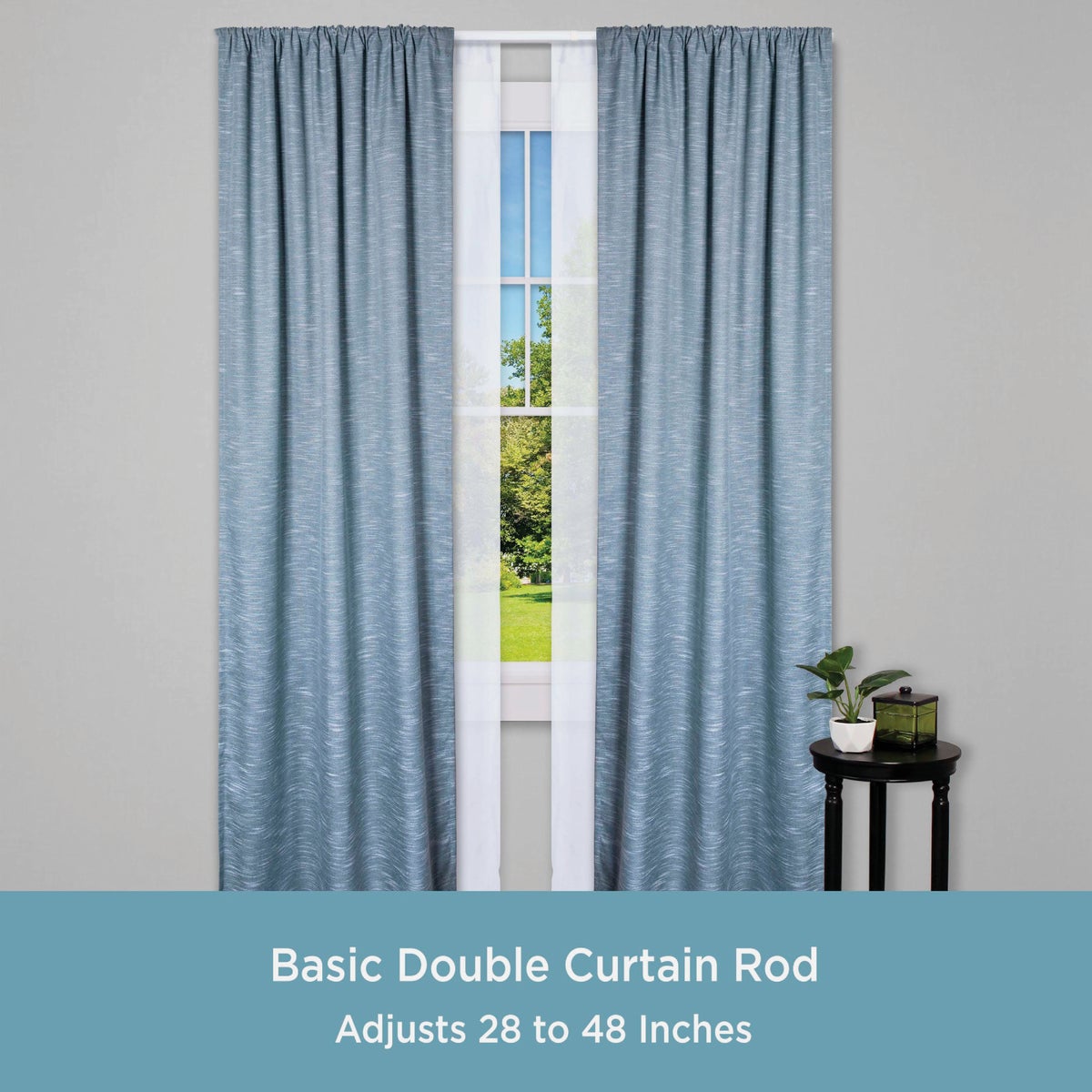 Kenney 28 In. To 48 In. Double White Curtain Rod Image 2