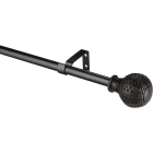 Kenney Woven Ball 48 In. To 86 In. 5/8 In. Single Brown Curtain Rod Image 1