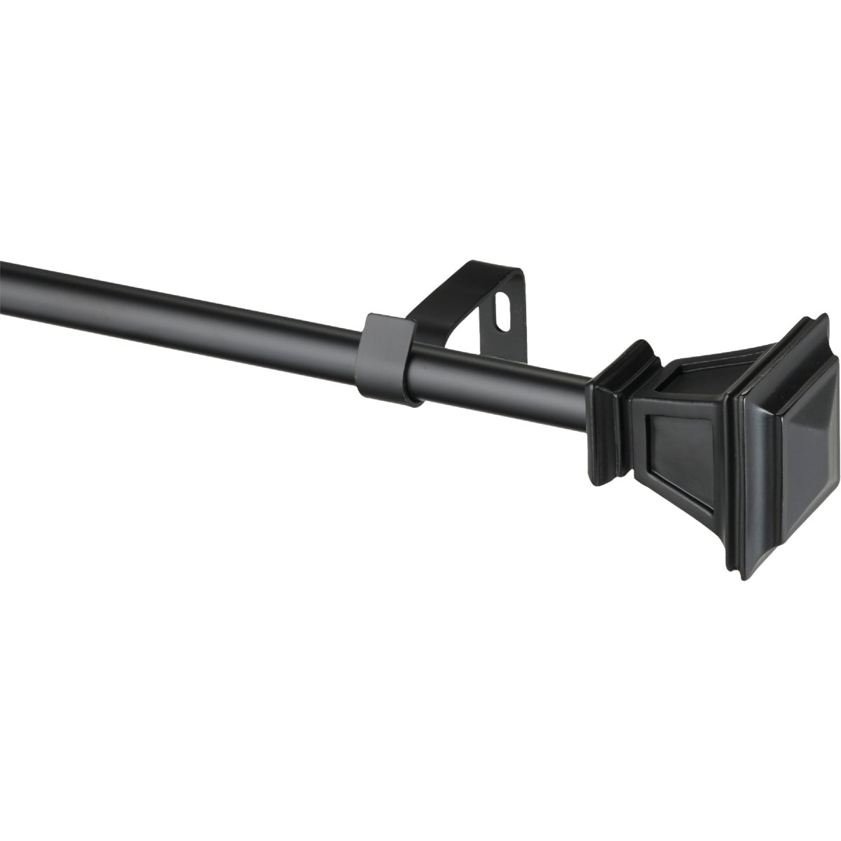 Kenney Seville 90 In. To 130 In. 5/8 In. Single Black Curtain Rod Image 1