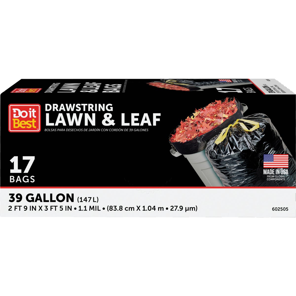 Do it Best 39 Gal. Black Drawstring Lawn & Leaf Bag (17-Count)