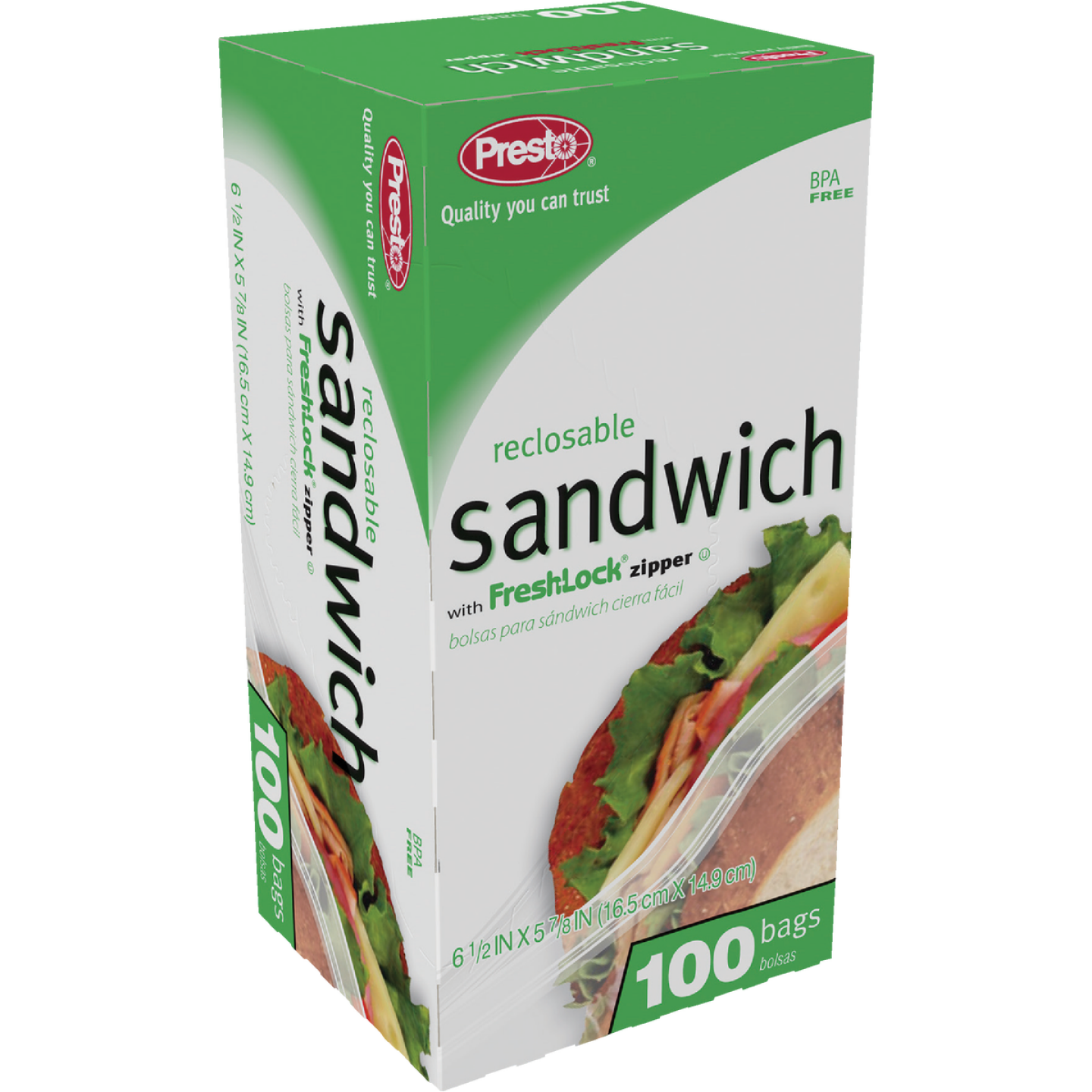 Presto Recloseable Sandwich Bag with Color Grip Opening (90-Count) Image 1