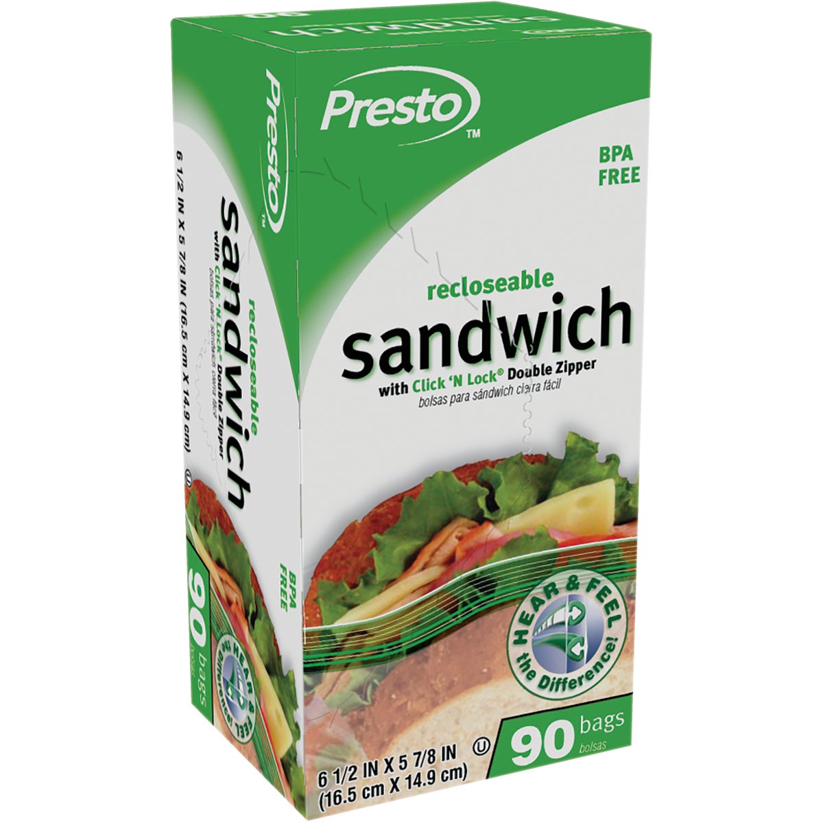 Presto Recloseable Sandwich Bag with Color Grip Opening (90-Count) Image 2