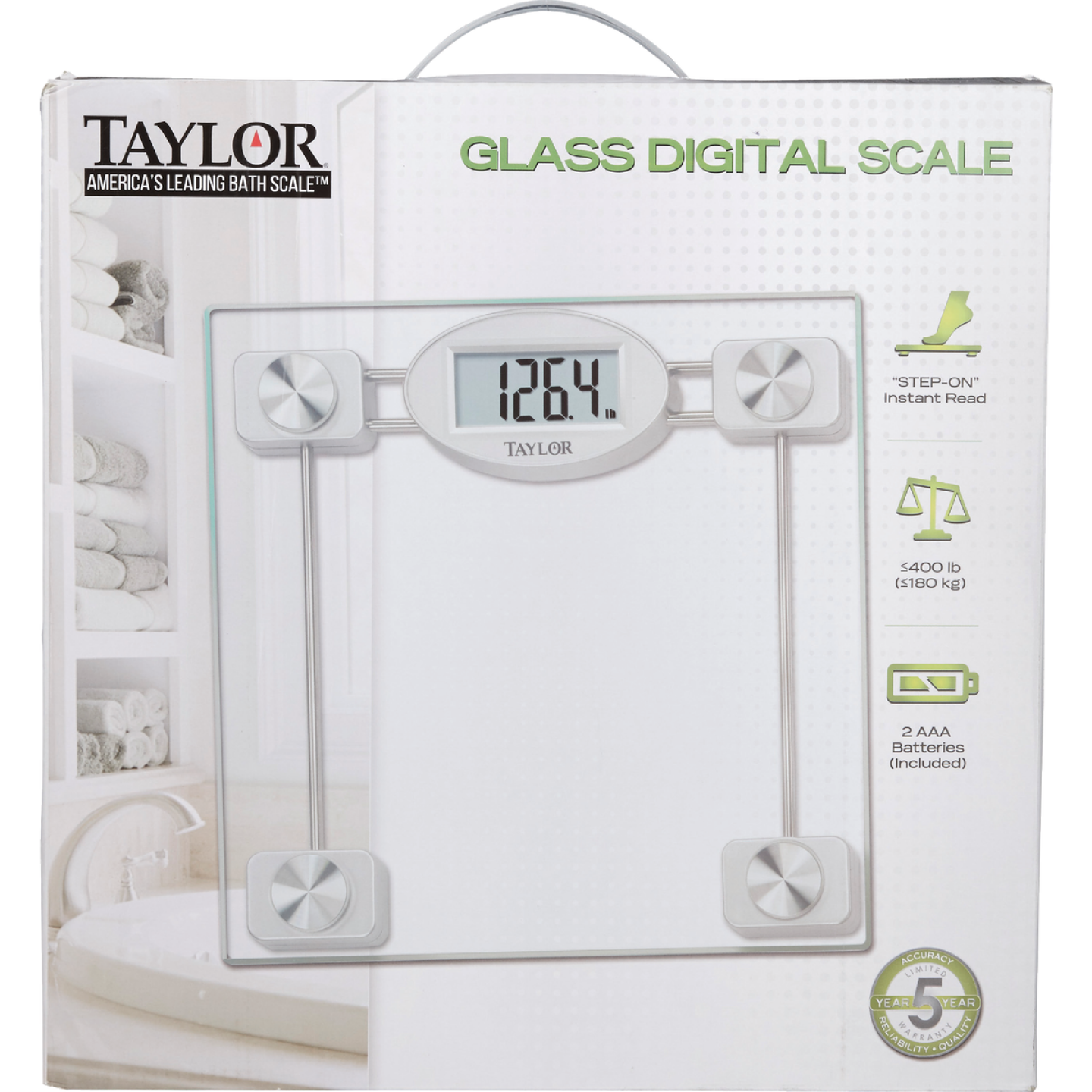 Taylor Digital 400 Lb. Glass Bath Scale, Clear Image 2