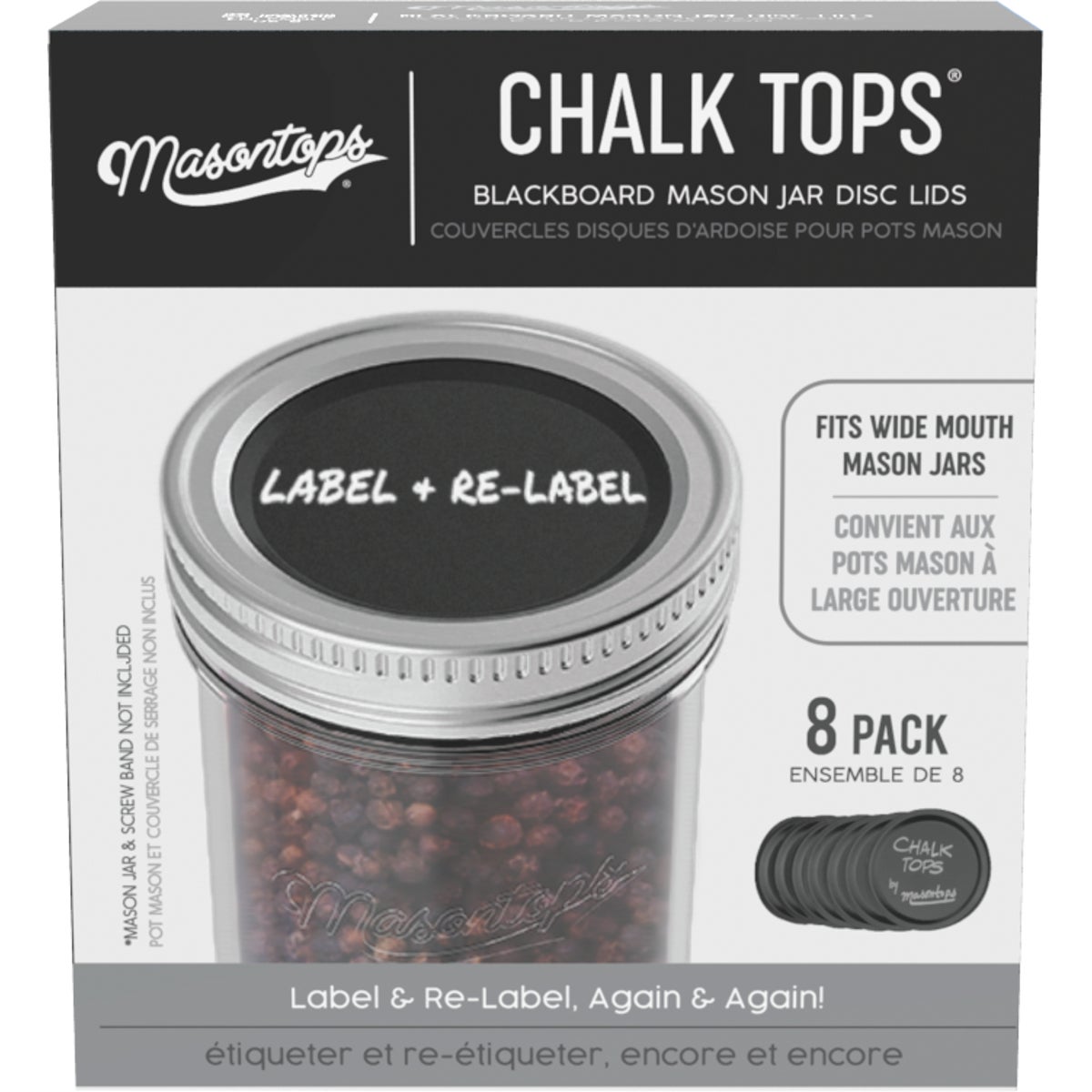 Masontops Wide-Mouth Chalk Top Canning Jar Lids (8-Count) Image 3
