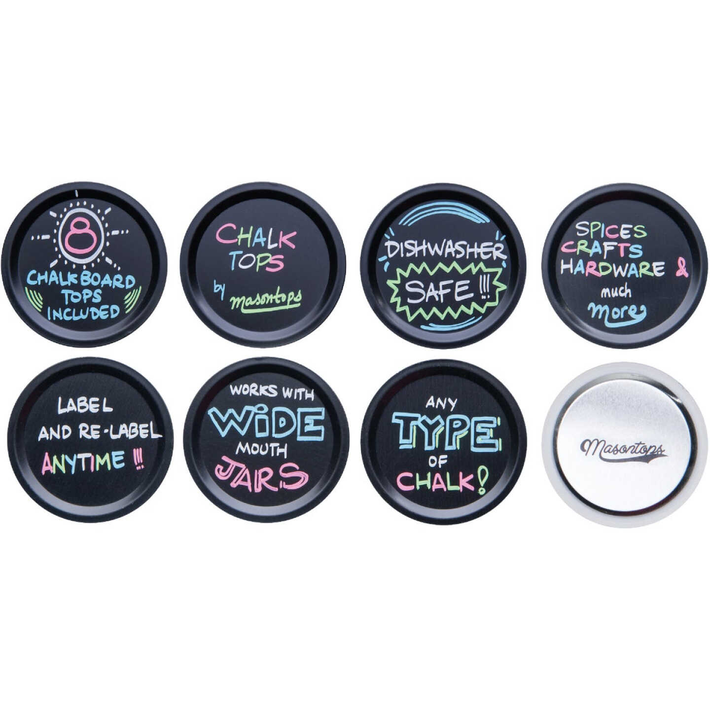 Masontops Wide-Mouth Chalk Top Canning Jar Lids (8-Count) Image 1