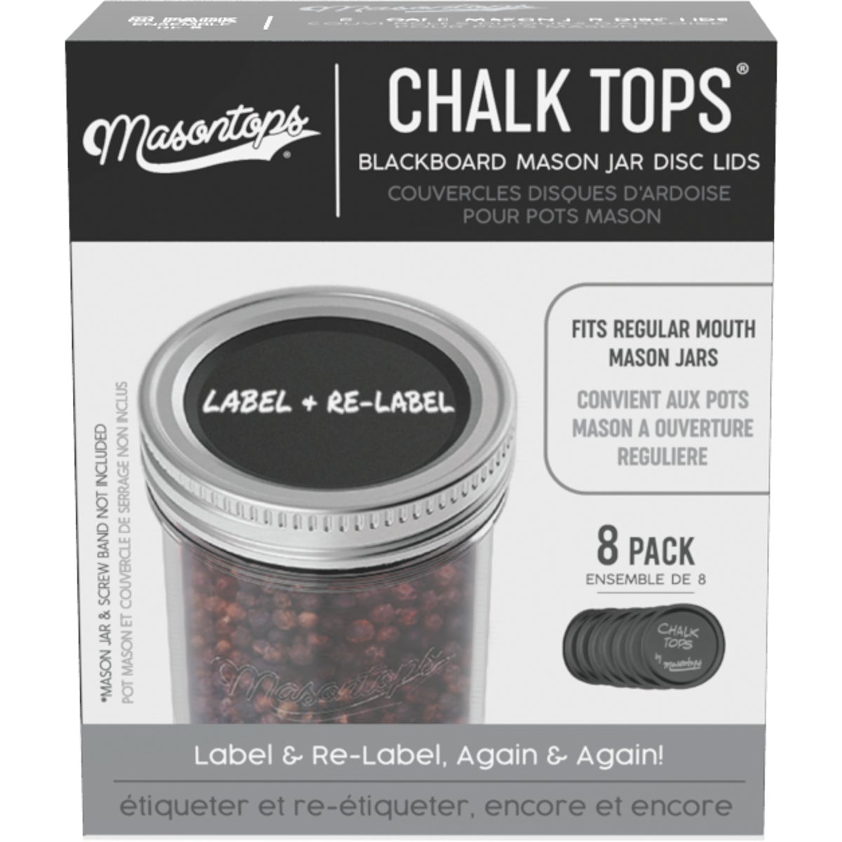 Masontops Regular-Mouth Chalk Top Canning Jar Lids (8-Count) Image 4