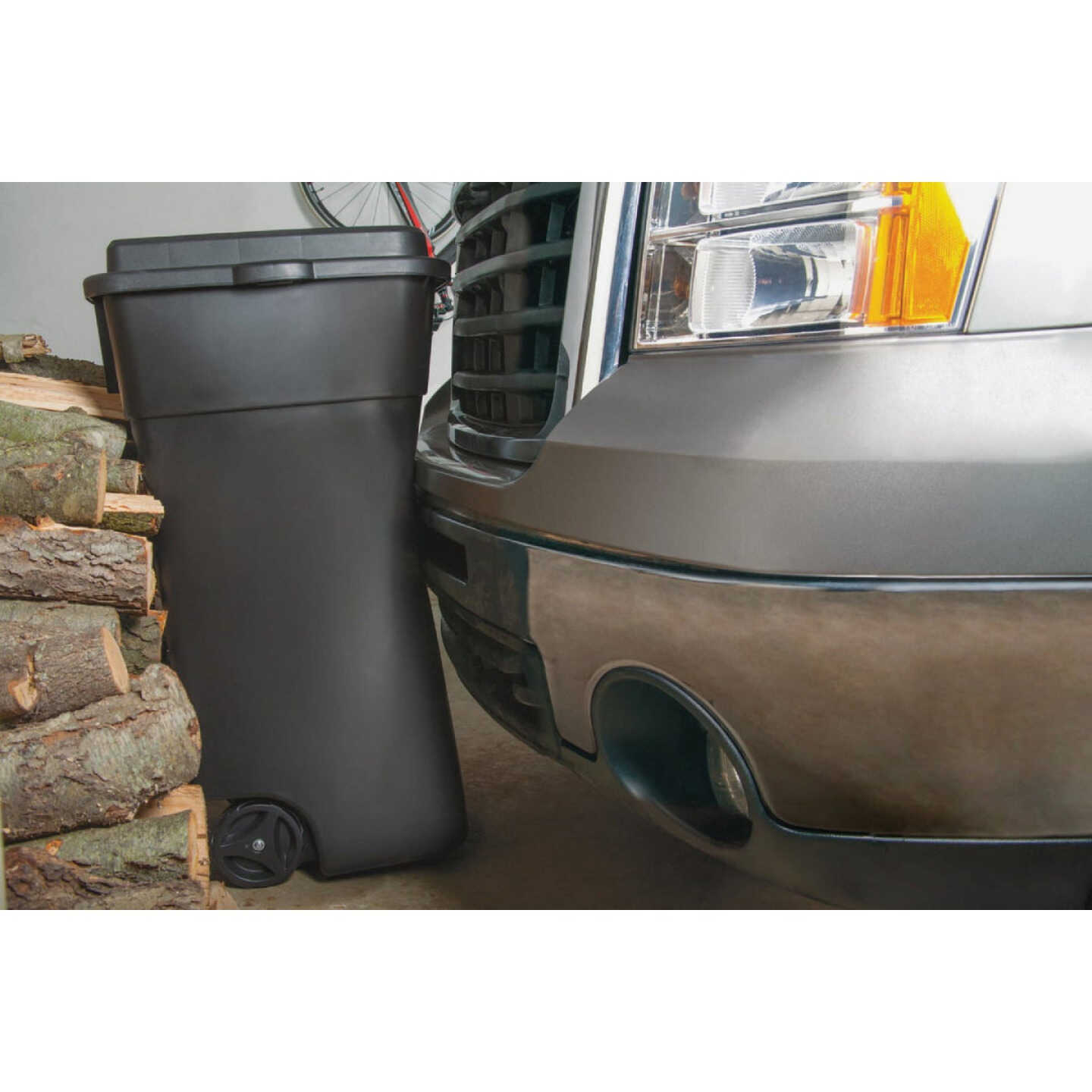 Rubbermaid 50 Gal. Black Wheeled Trash Can with Lid Image 2