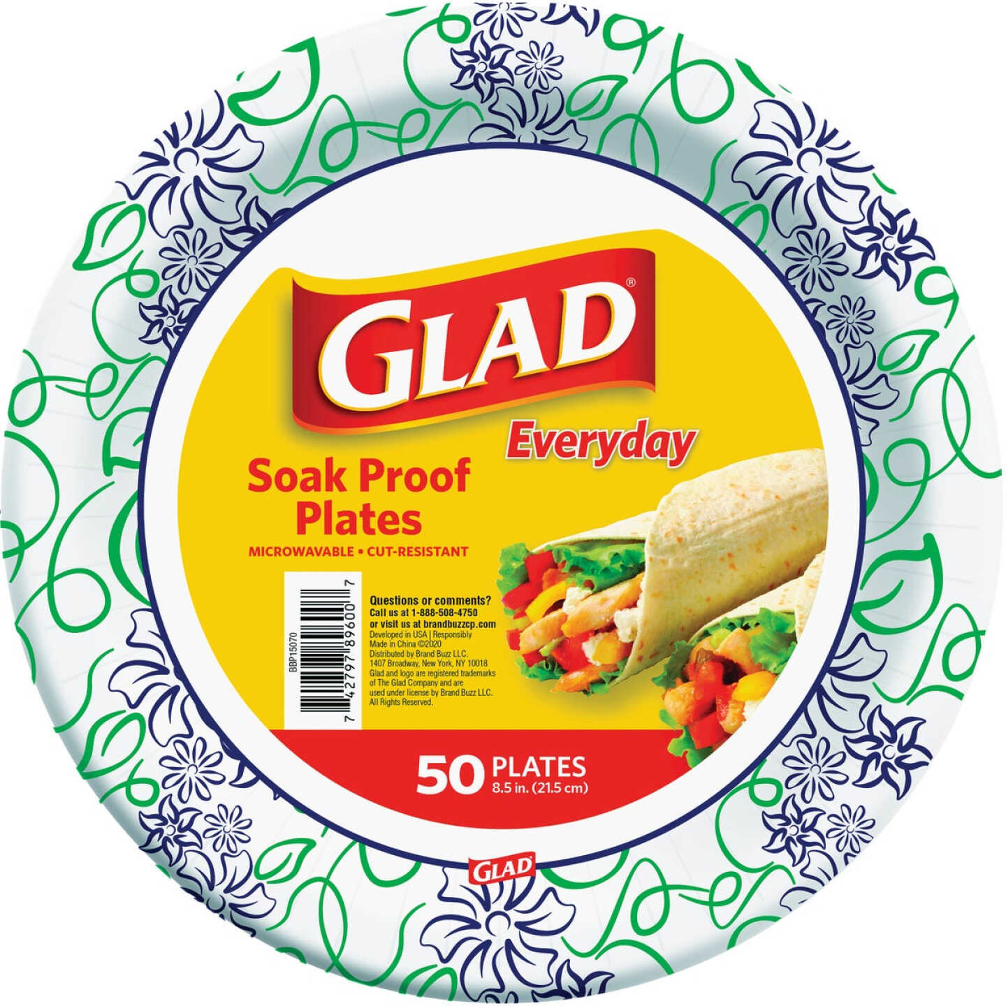 Glad Everyday 8.5 In. Whimsical Floral Round Paper Plates (50-Count) Image 1