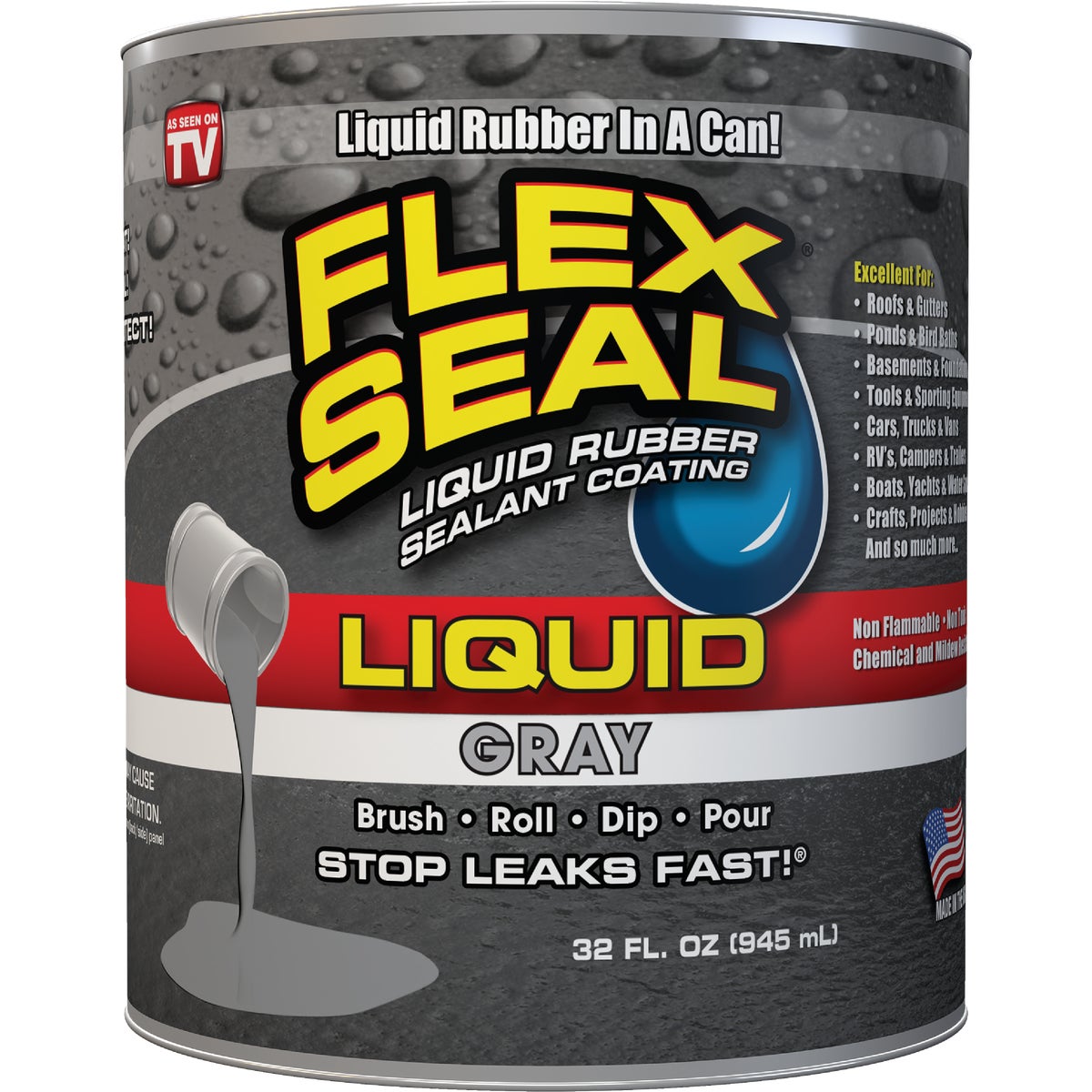 FLEX SEAL 1 Qt. Liquid Rubber Sealant, Gray Image 1