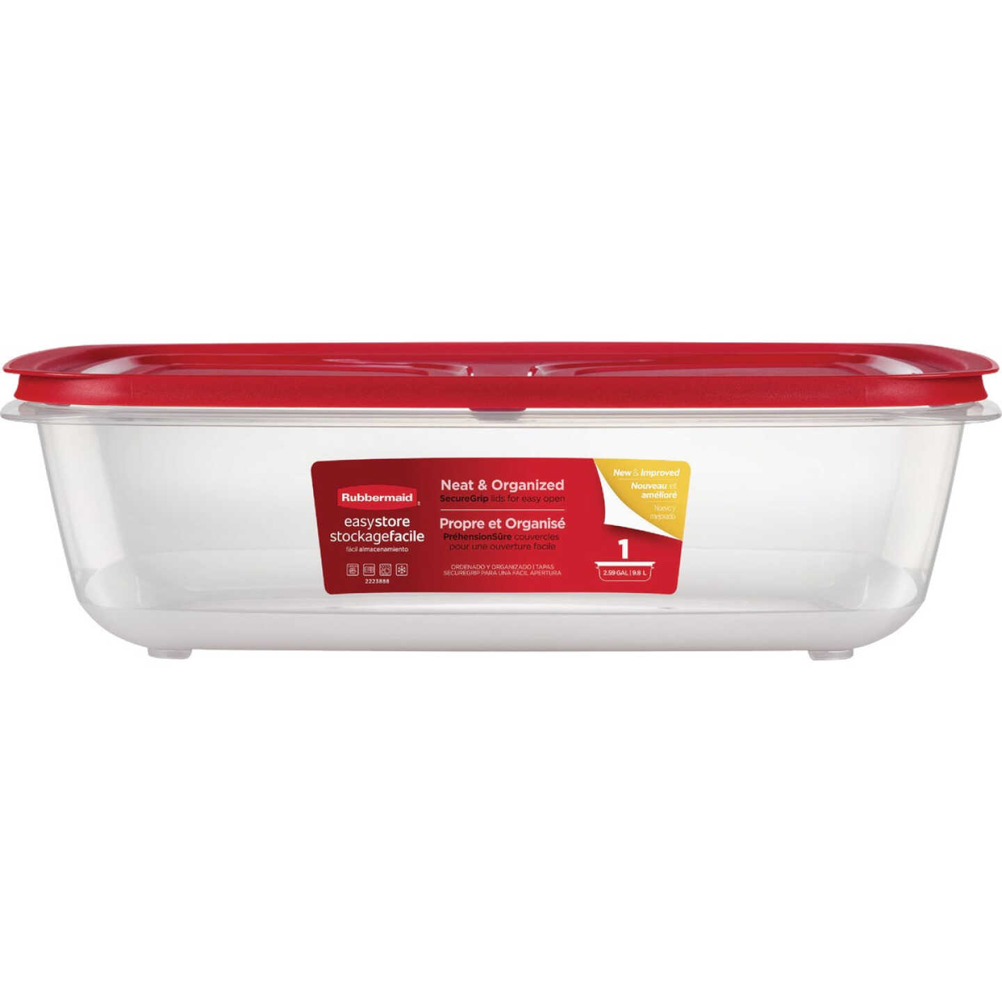Rubbermaid EasyStore 41.5 C. Clear Rectangular Food Storage Container with Lid Image 1