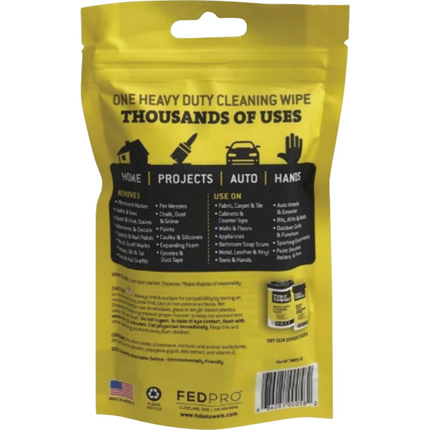 Tub O' Towels Heavy Duty Cleaning Wipes - Singles Pouch (6-Count) Image 2