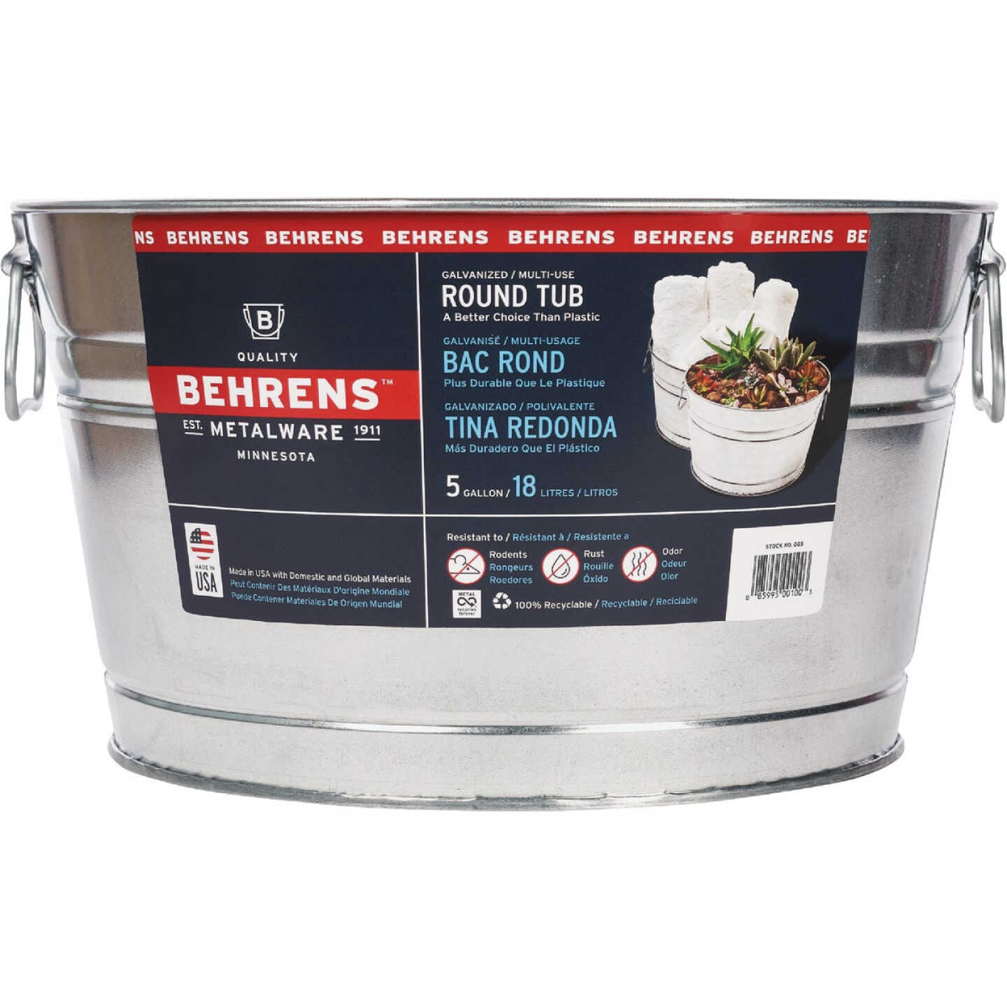 Behrens 5 Gal. Round Galvanized Steel Utility Tub Image 1