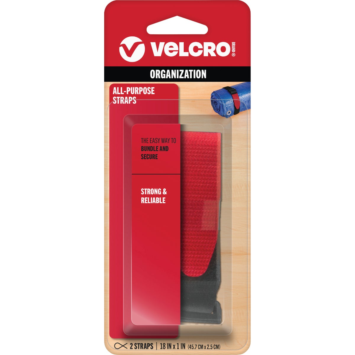 VELCRO Brand 1 In. x 18 In. Black All-Purpose Hook & Loop Strap (2 Ct.)