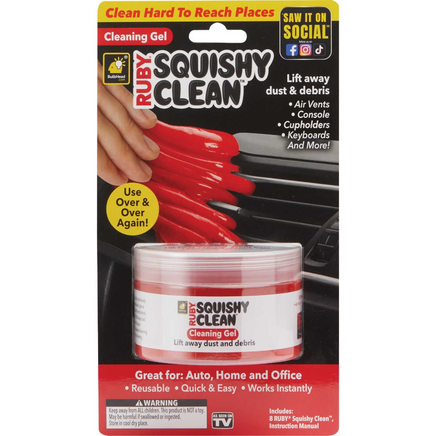 Ruby Squishy Clean Reusable Dust Cleaning Gel Image 1