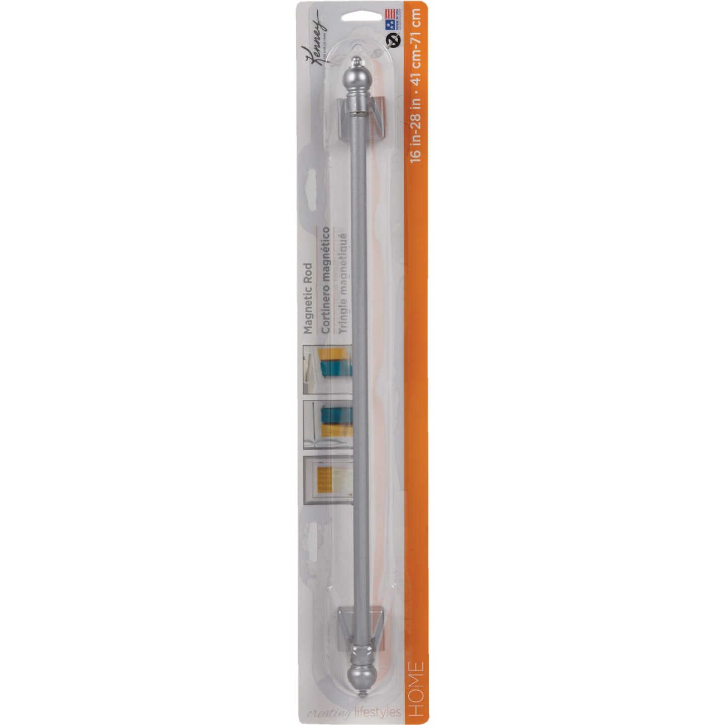 Kenney 16 In. To 28 In. 7/16 In. Petite Magnetic Cafe Rod, Satin Silver Image 2