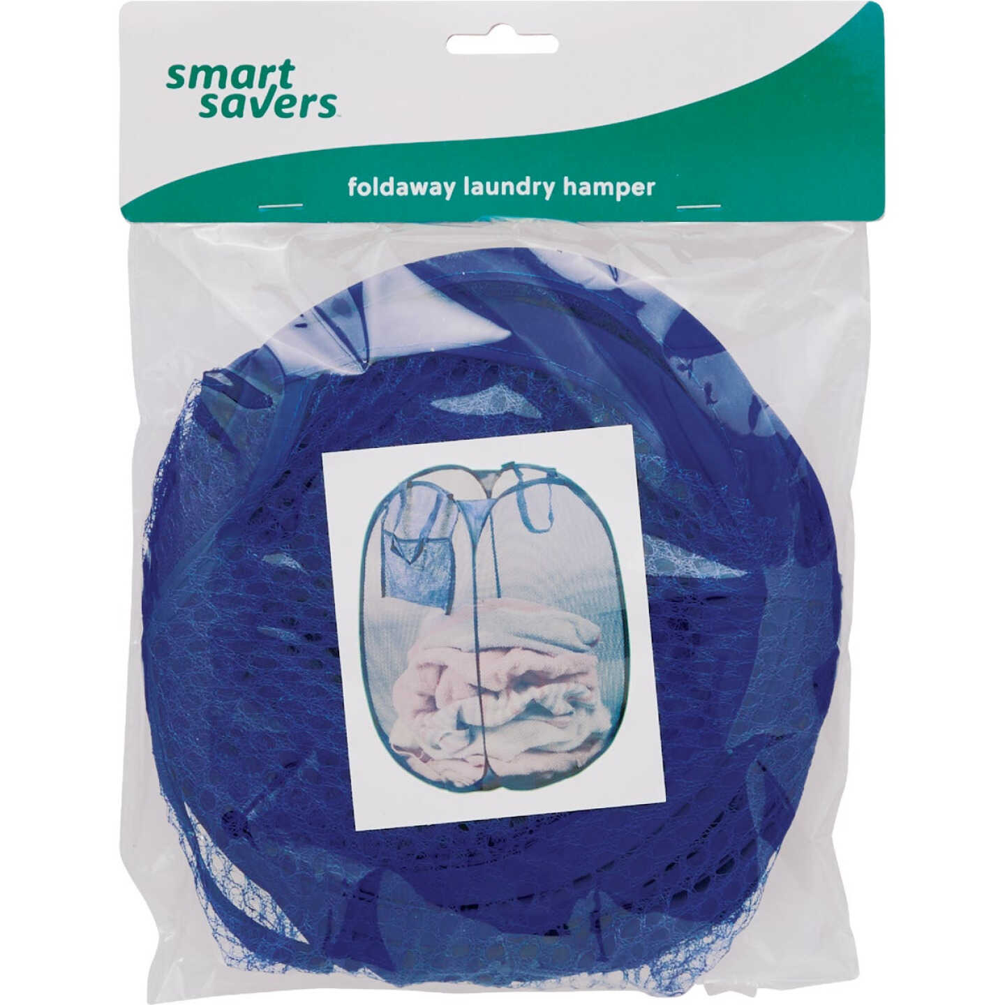 Smart Savers Blue 14 In. W. x 14 In. L. 23 In. D. Foldaway Clothes Hamper Tote Image 1