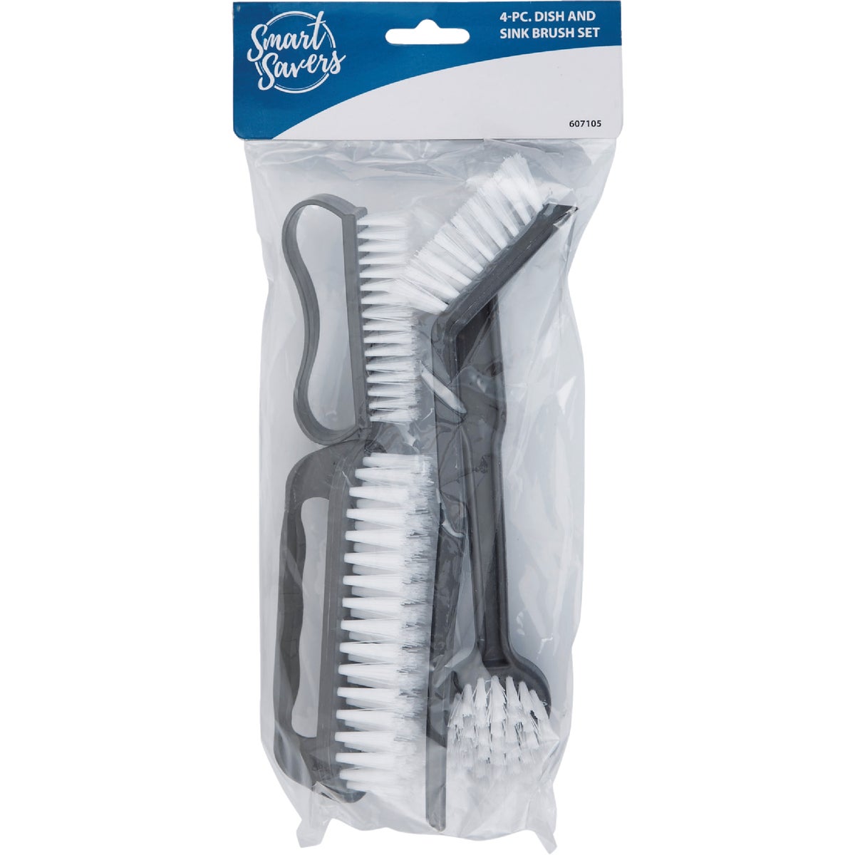 Smart Savers Blue Plastic Bristle Scrub Brush Set (4-Piece) Image 2