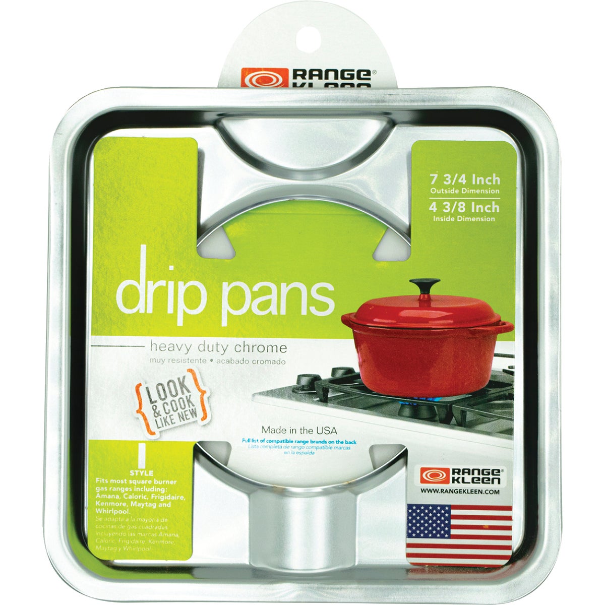 Range Kleen Gas 4-3/8" Style H Square Chrome Drip Pan Image 2