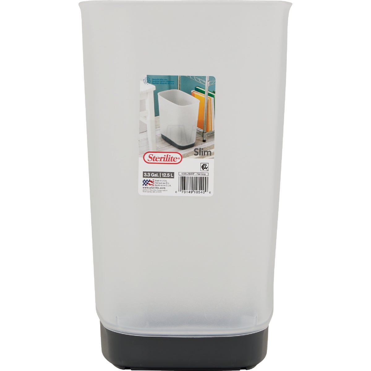 Sterilite 3.3 Gal. Rectangular Slim Wastebasket Image 4