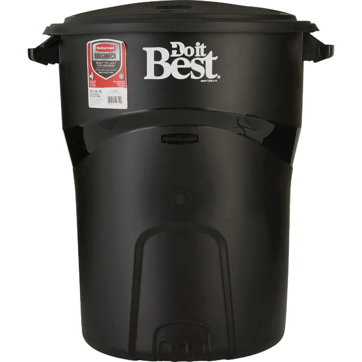 Do it Best Roughneck 32 Gal. Black Trash Can with Lid Image 2