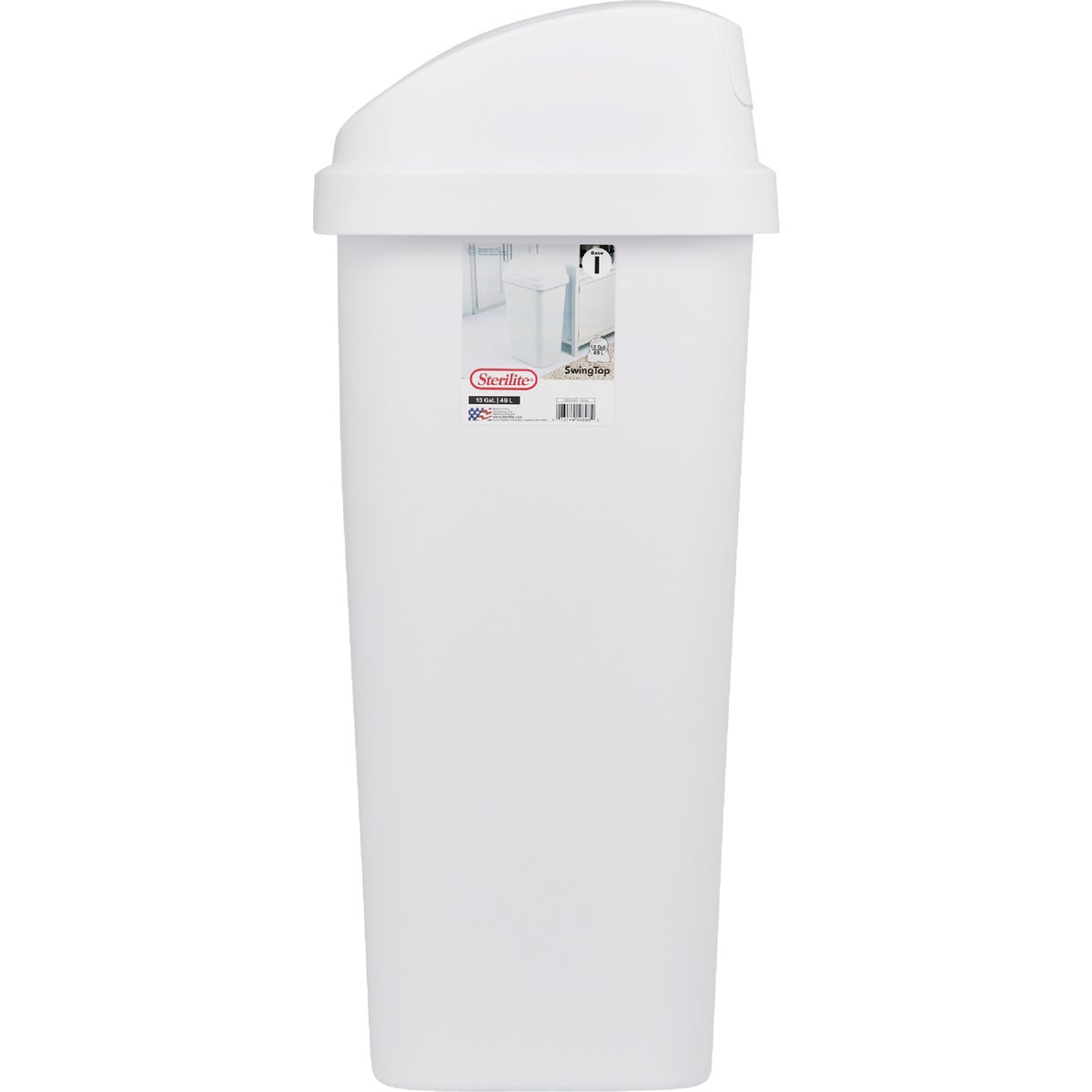 Sterilite 13 Gal. White Swing Top Wastebasket Image 4