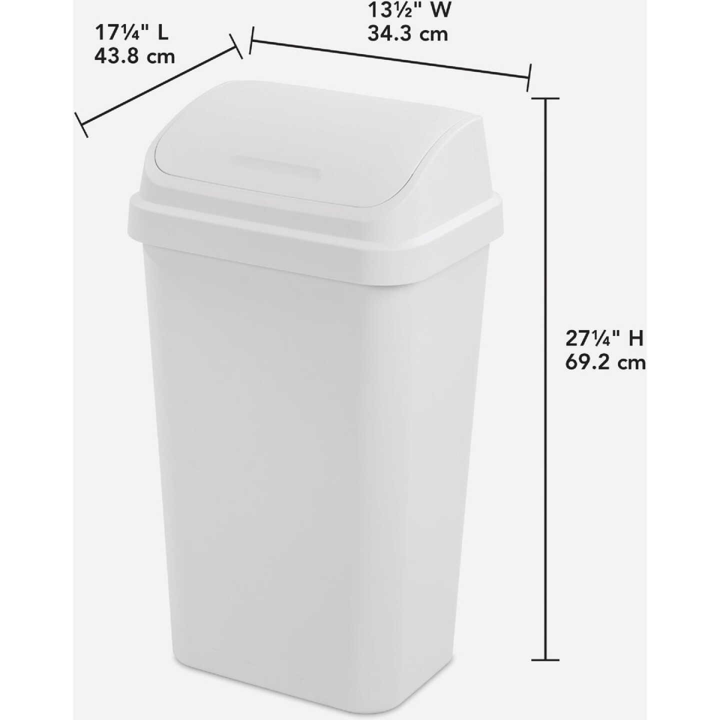 Sterilite 13 Gal. White Swing Top Wastebasket Image 2
