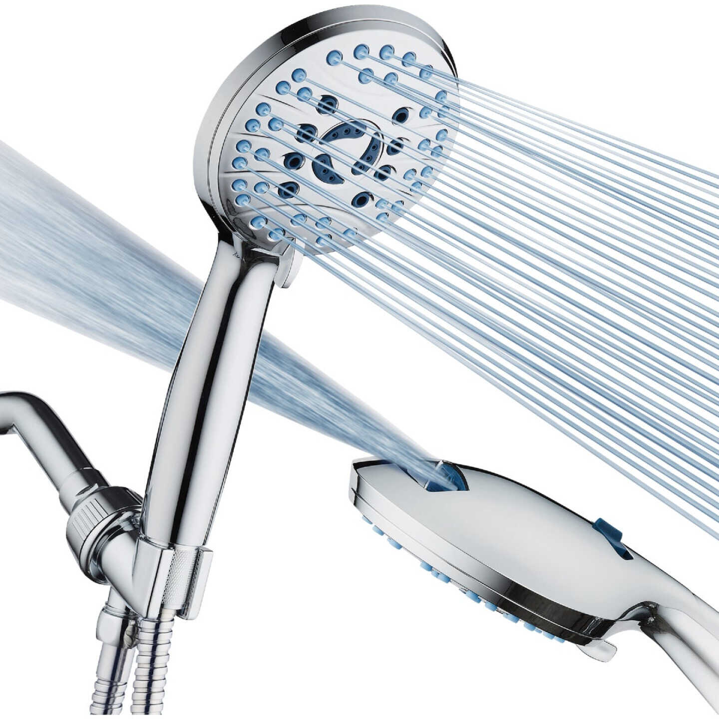 AquaCare Chrome 8-Setting Handheld Shower Head Image 1