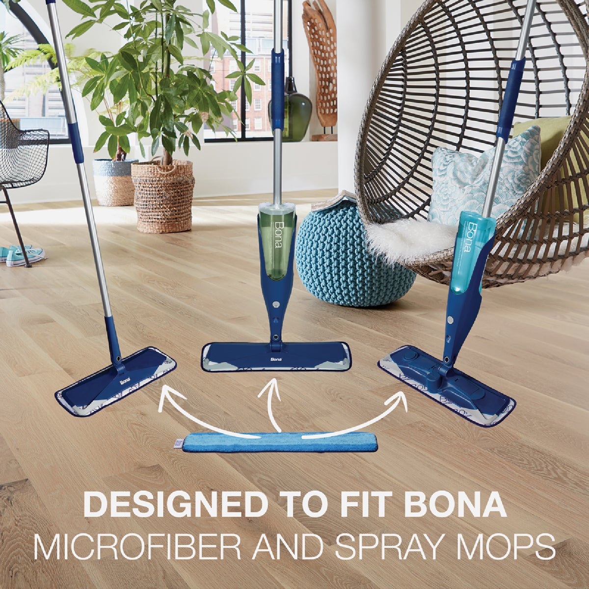 Bona 4 In. W. x 15 In. L. Microfiber Cleaning Pad Mop Refill Image 2