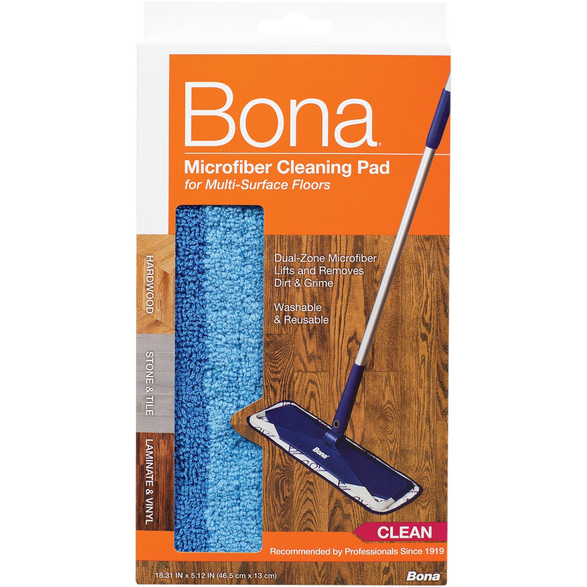 Bona 4 In. W. x 15 In. L. Microfiber Cleaning Pad Mop Refill Image 1