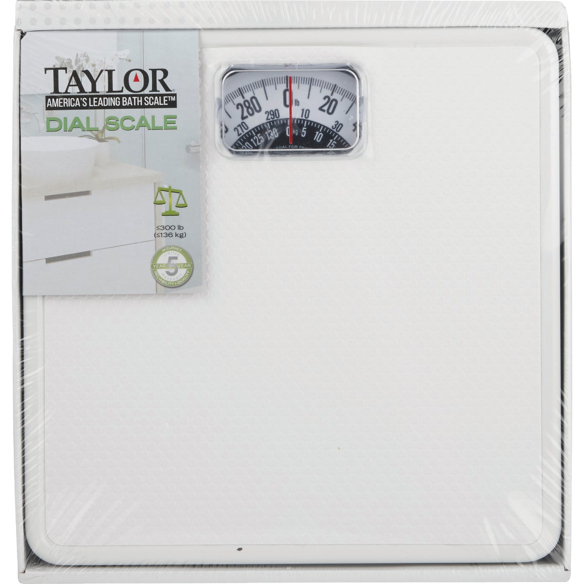 Taylor Analog 300 Lb. Bath Scale, White Image 2