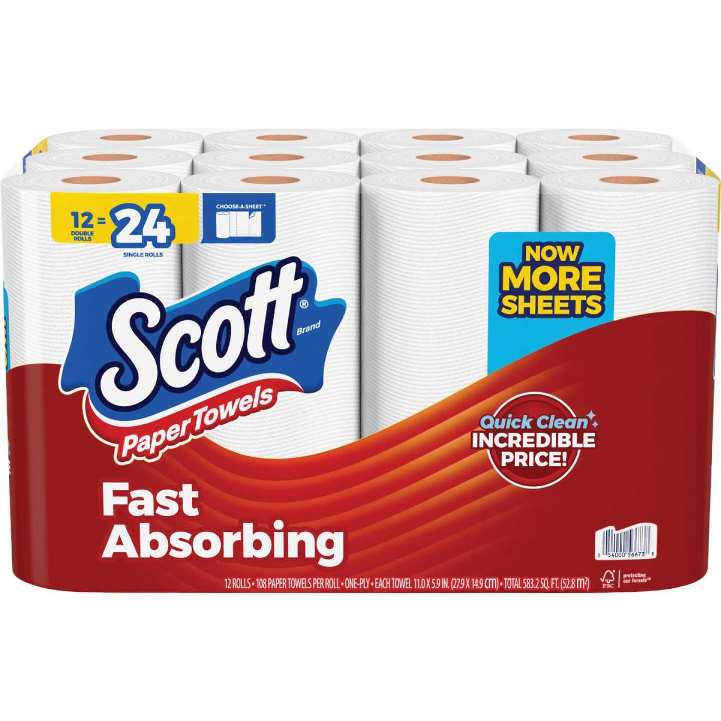 Scott Choose-A-Sheet Paper Towels (12 Double Rolls) Image 1