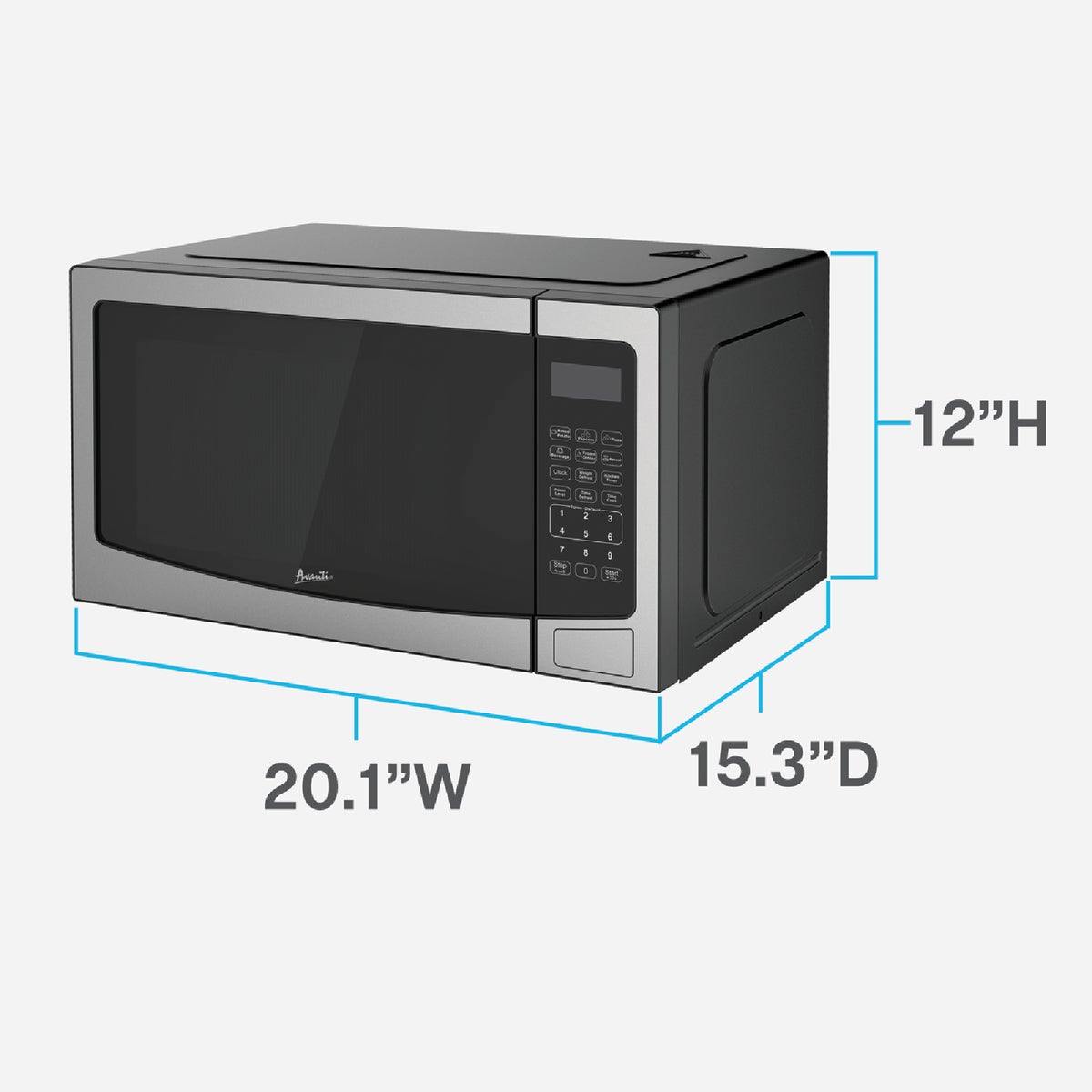 Avanti 1.1CF 1000W Black with Stainless Steel Front Microwave Image 2