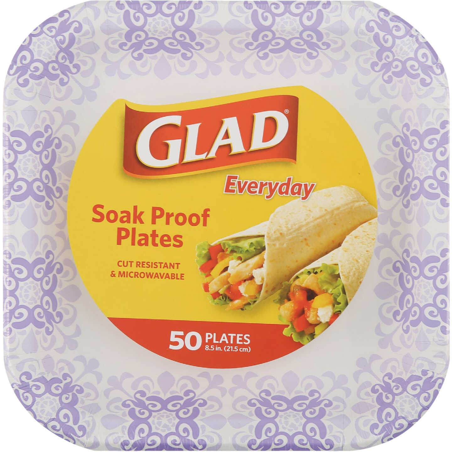 Glad Everyday 8.5 In. Purple Victorian Square Paper Plates (50-Count) Image 1
