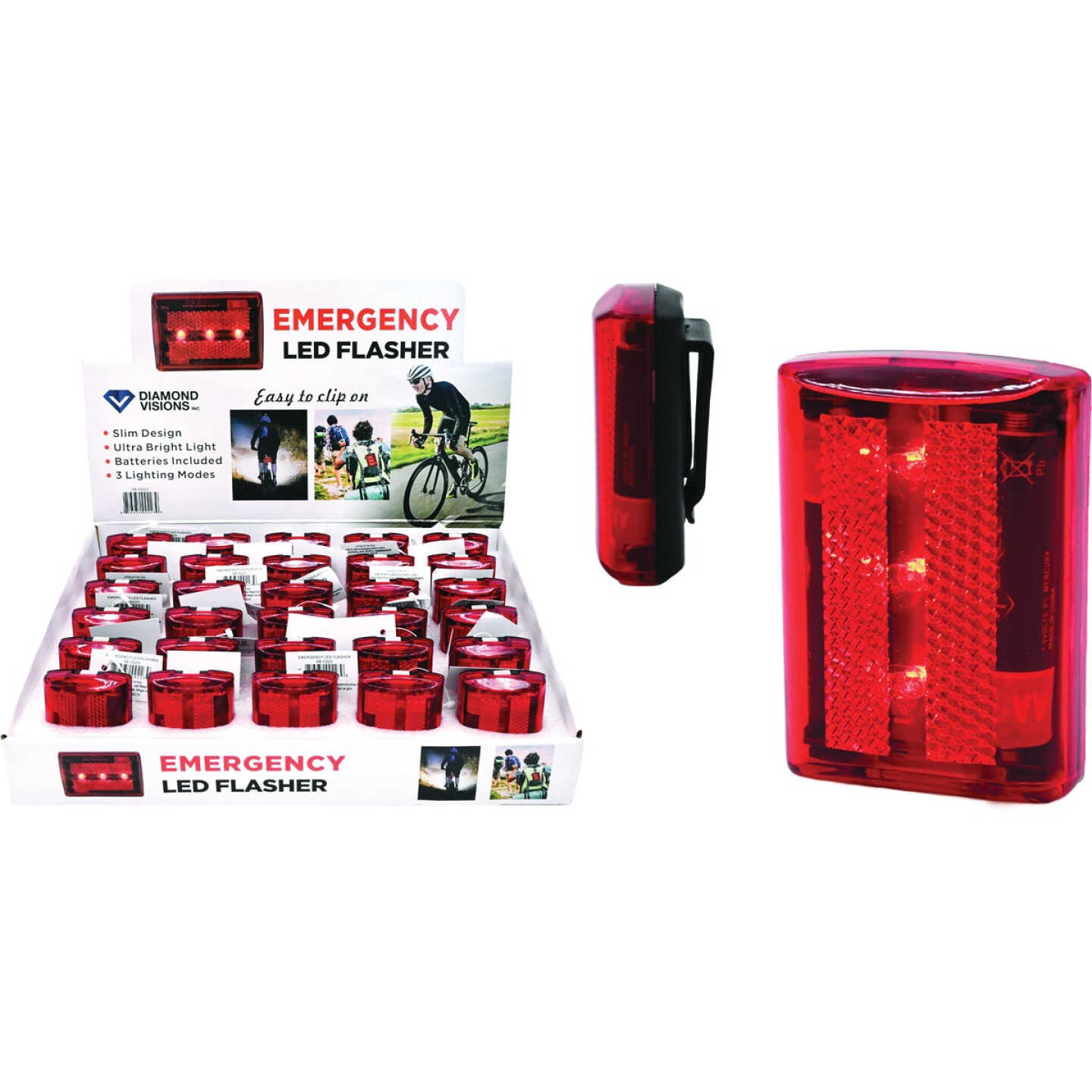 Diamond Visions Emergency LED Flasher Battery Light Clip Image 1