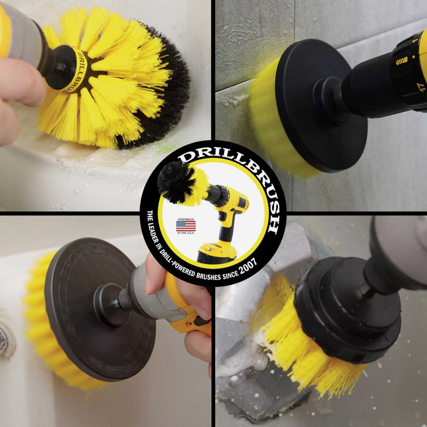 Drillbrush Bathroom Medium Yellow Drill Brush (4 Piece) Image 2