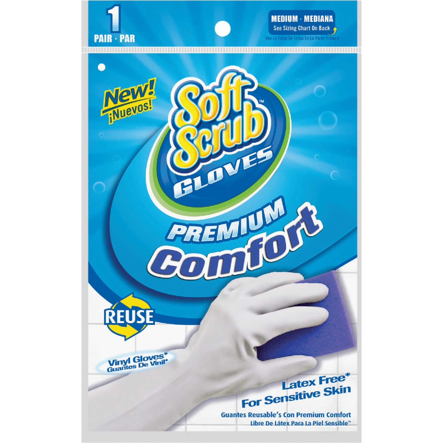 Soft Scrub Medium Premium Comfort Vinyl Rubber Glove Image 1
