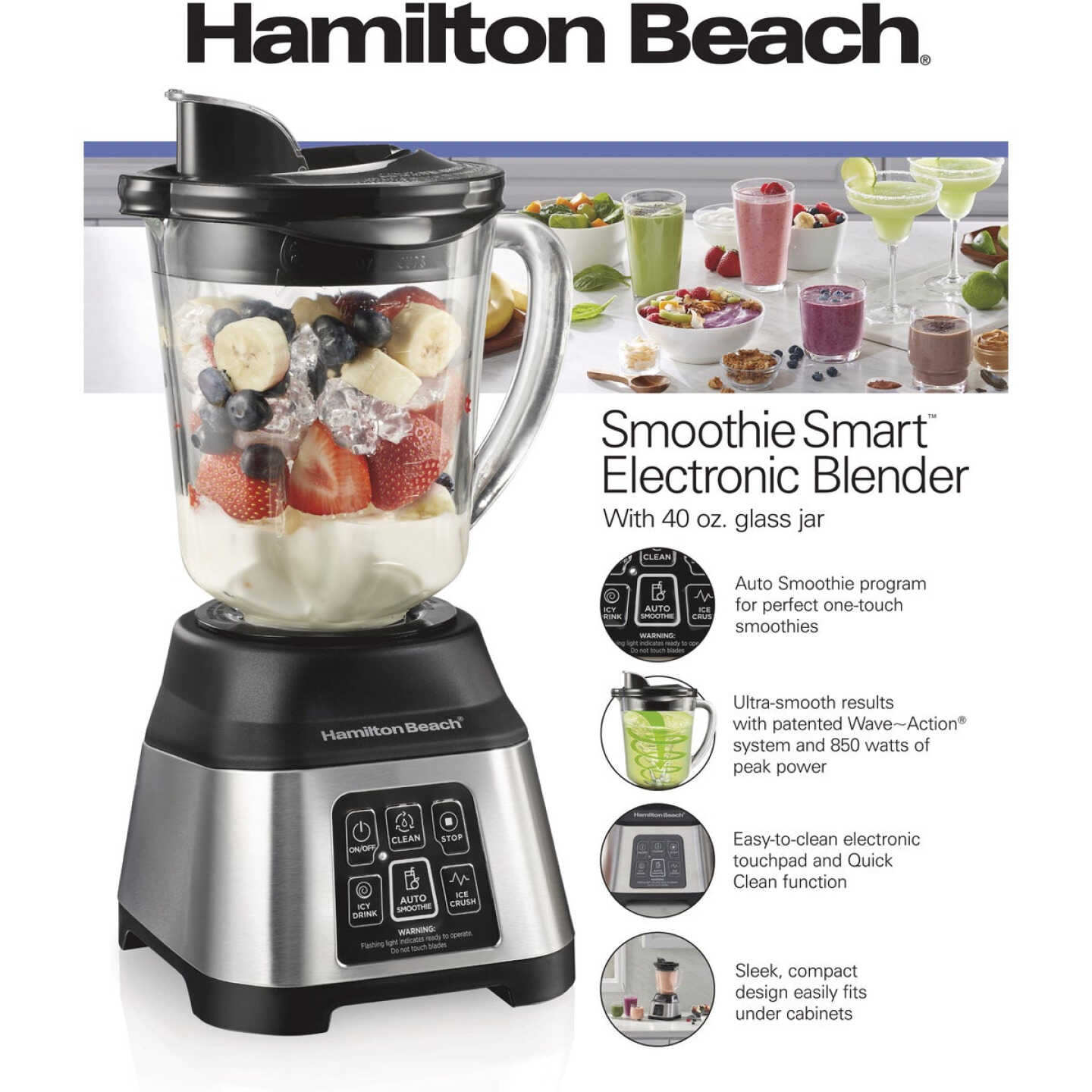 Hamilton Beach 40 Oz. 4-Speed Smoothie Smart Blender Image 2