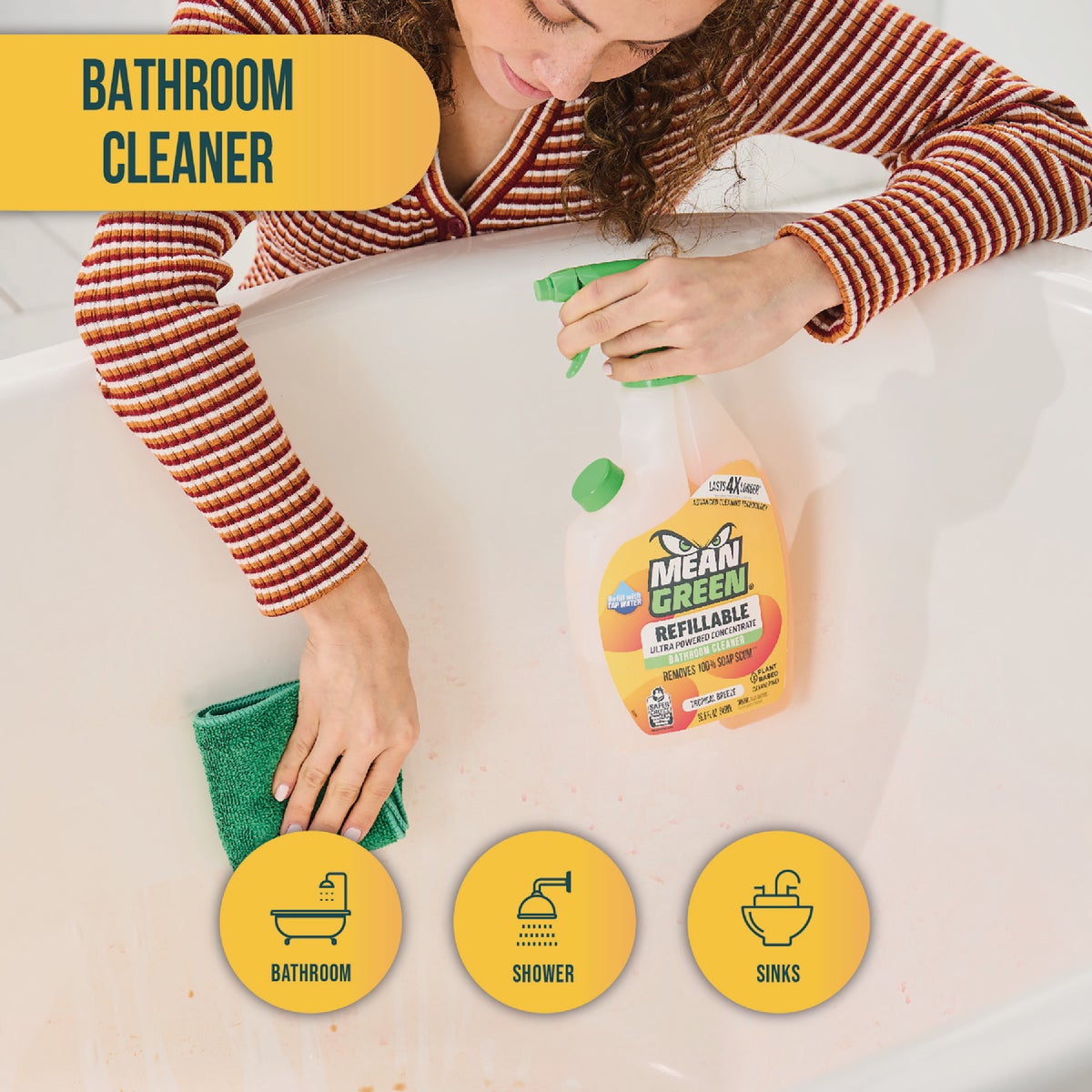 Mean Green 28 Oz. Tropical Breeze Refillable Bathroom Cleaner Image 6