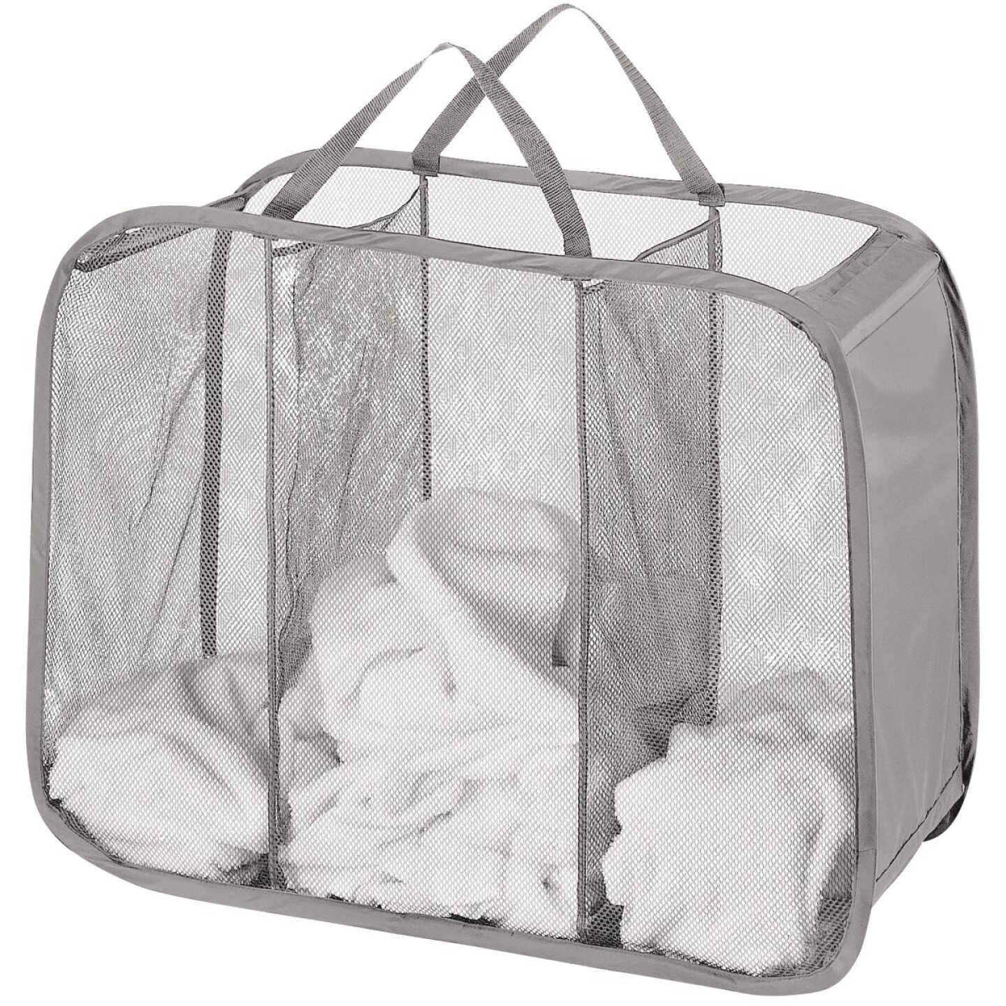 Whitmor Gray Pop and Fold 3-Bin Laundry Sorter Hamper Image 1